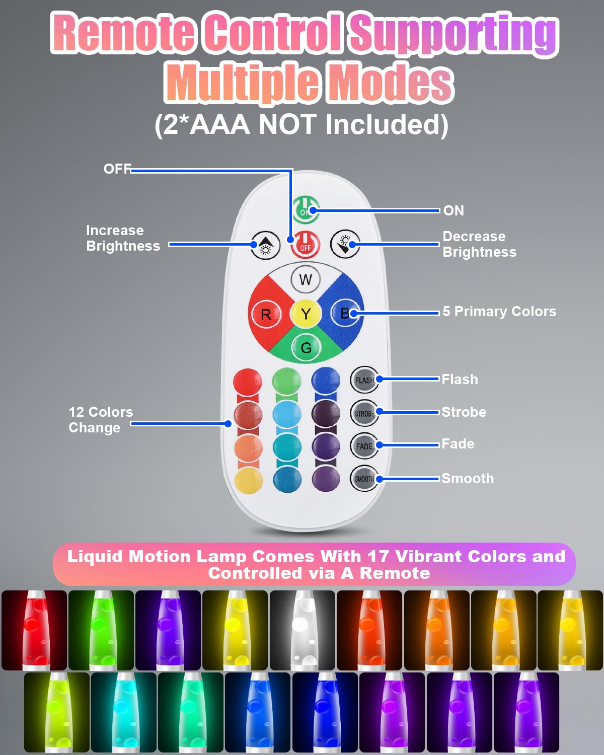 Lámpara de Movimiento Líquido 16", Lámpara de Relajante con Control Remoto, 17 Cambios de Color Lámparas Deportivas Líquidas para Hogar Dormitorio, Oficina, Fiesta (Blanco Plateado)