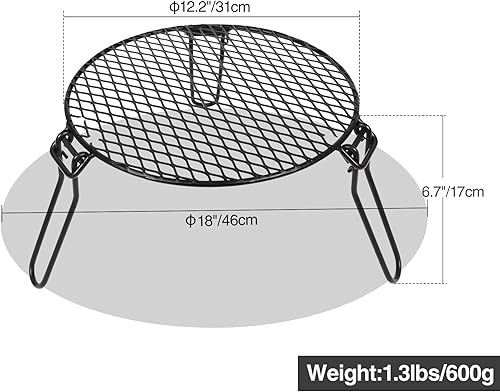 Miniatura 2 de REDCAMP Parrilla plegable para fogata para fogata individual, trípode portátil de hierro con parrilla de acero para hoguera, horno holandés,
