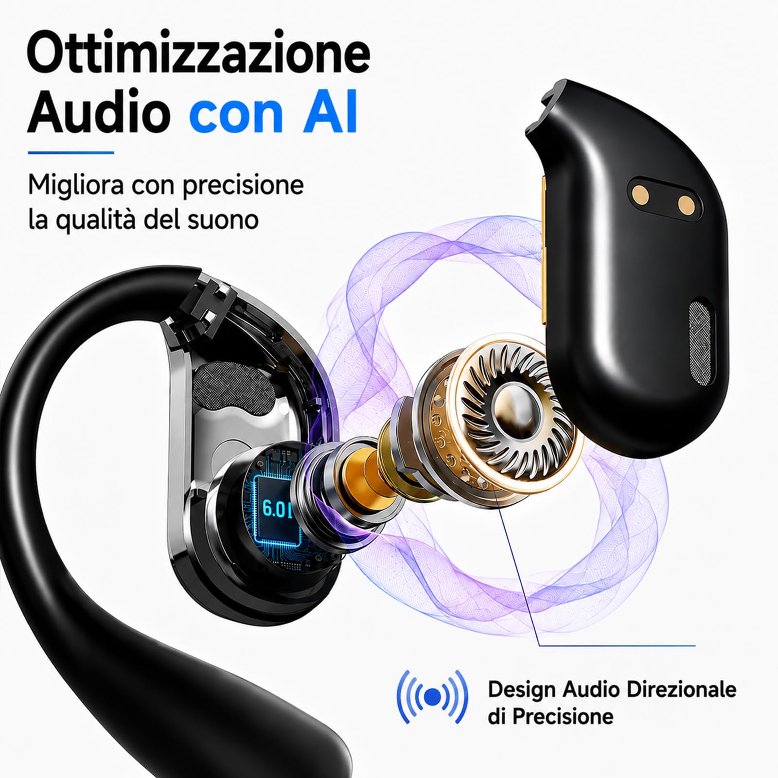 Auricolari traduttori con IA in tempo reale: dispositivo di traduzione 3 in 1 con 144 lingue, traduttore italiano-inglese, auricolari traduttori a orecchio aperto per viaggi e apprendimento