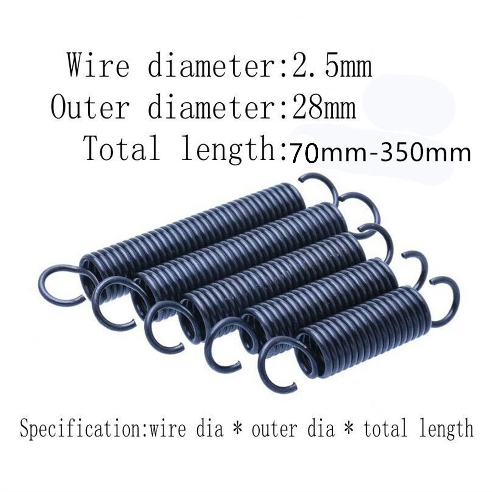 1Pcs Extension Spring with Hook Wire Dia 2.5mm Outer Dia 28mm Length 70mm~350mm (1,2.5 * 28 * 110mm)