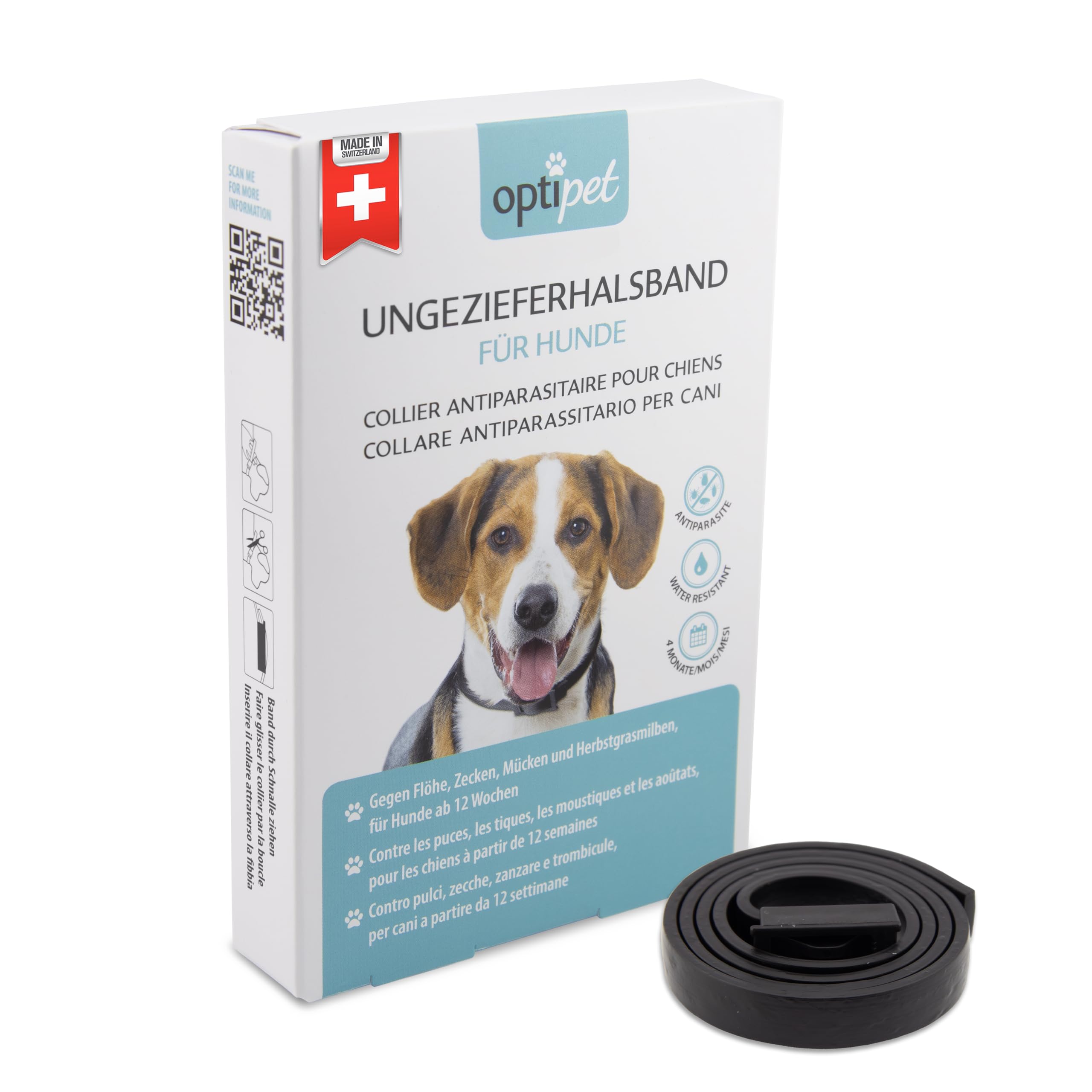 OptiPet 1x Ungeziefer Flohhalsband fr Hunde, 4 Monate Schutz, fr Hunde ab  12 Wochen gegen Flhe, Zecken,Mcken, Milben : Amazon.de: Haustier