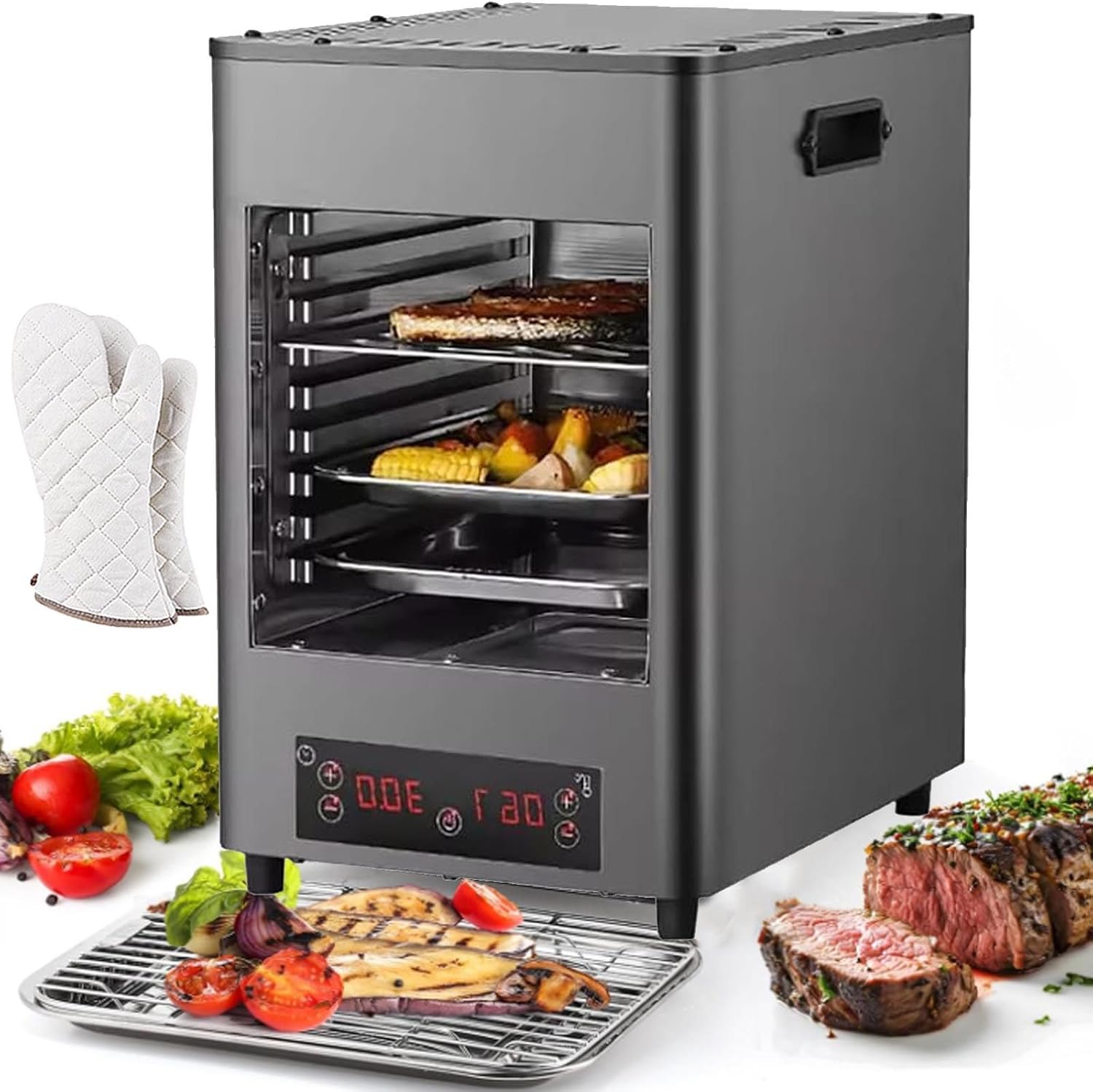 1700w Steak Searing Machine,Stainless Steel Automatic Steak Broiler | Indoor Commercial Steak Grill-8 Layer Grill/800℃ High Temperature/Timer 30Min-Cook High End Steaks at Home,A