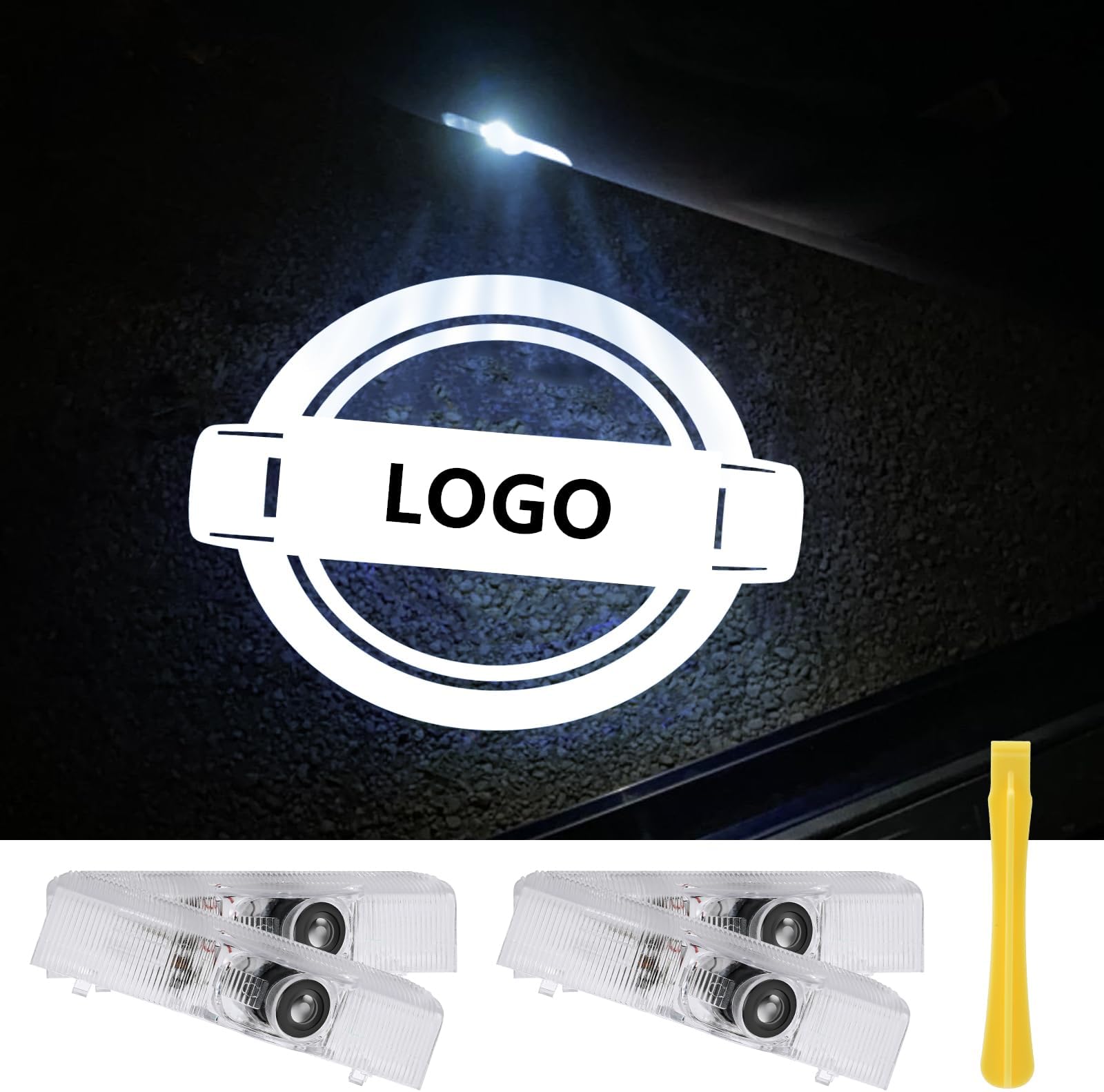 No Fade Car Door Lights Logo Compatible with Nissan, LED Welcome Lights Accessories for Altima Maxima Armada Titan Quest Pathfinder Terra (NS2-4p)