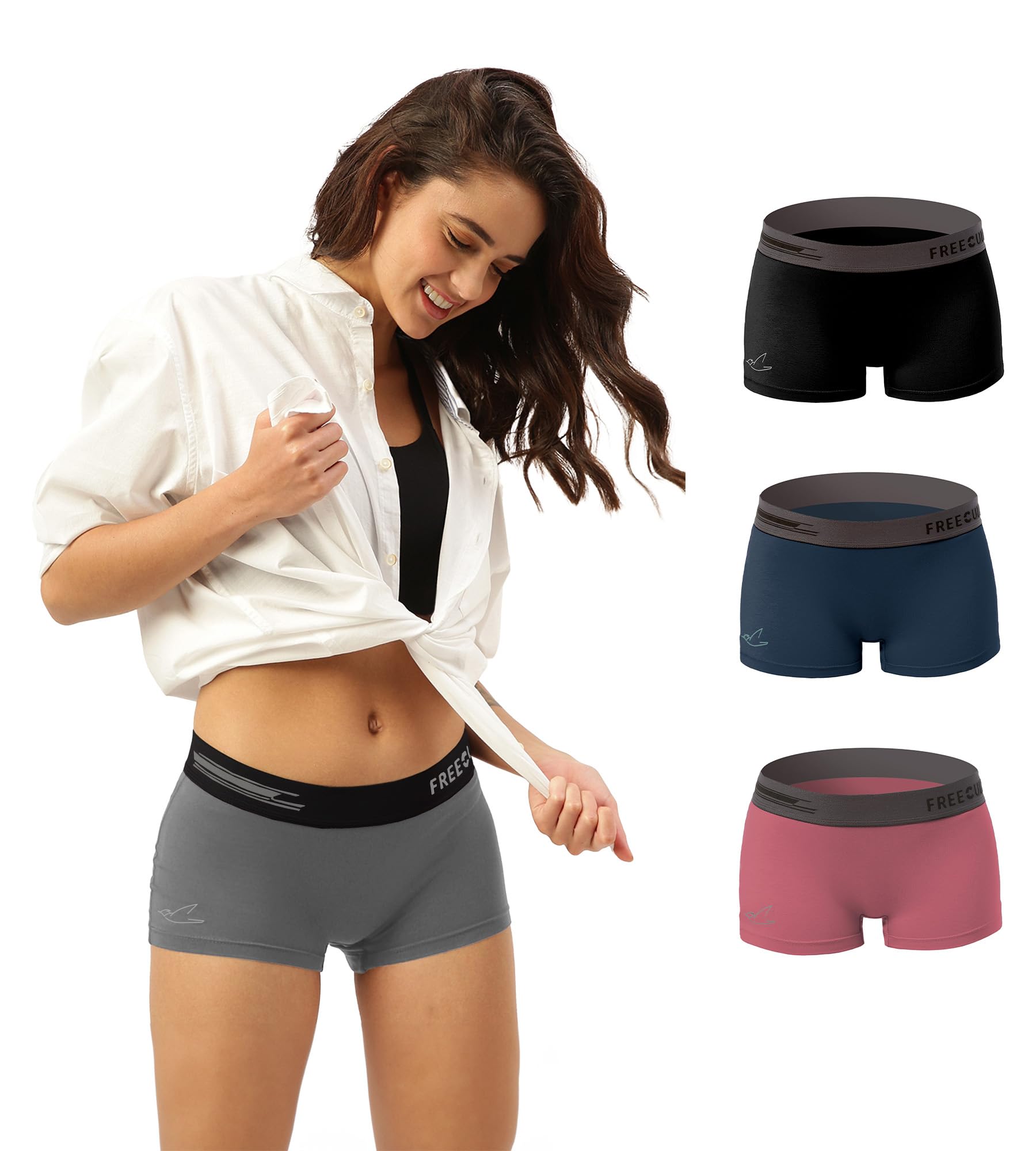 freecultr Women's Underwear Antibacterial Micromodal Airsoft | Boy Shorts | Soft Breathable & Moisture-Wicking Innerwear for Ultimate Comfort | No Chafing No Itching Flexible Fit (Pack of 4)-picture-24