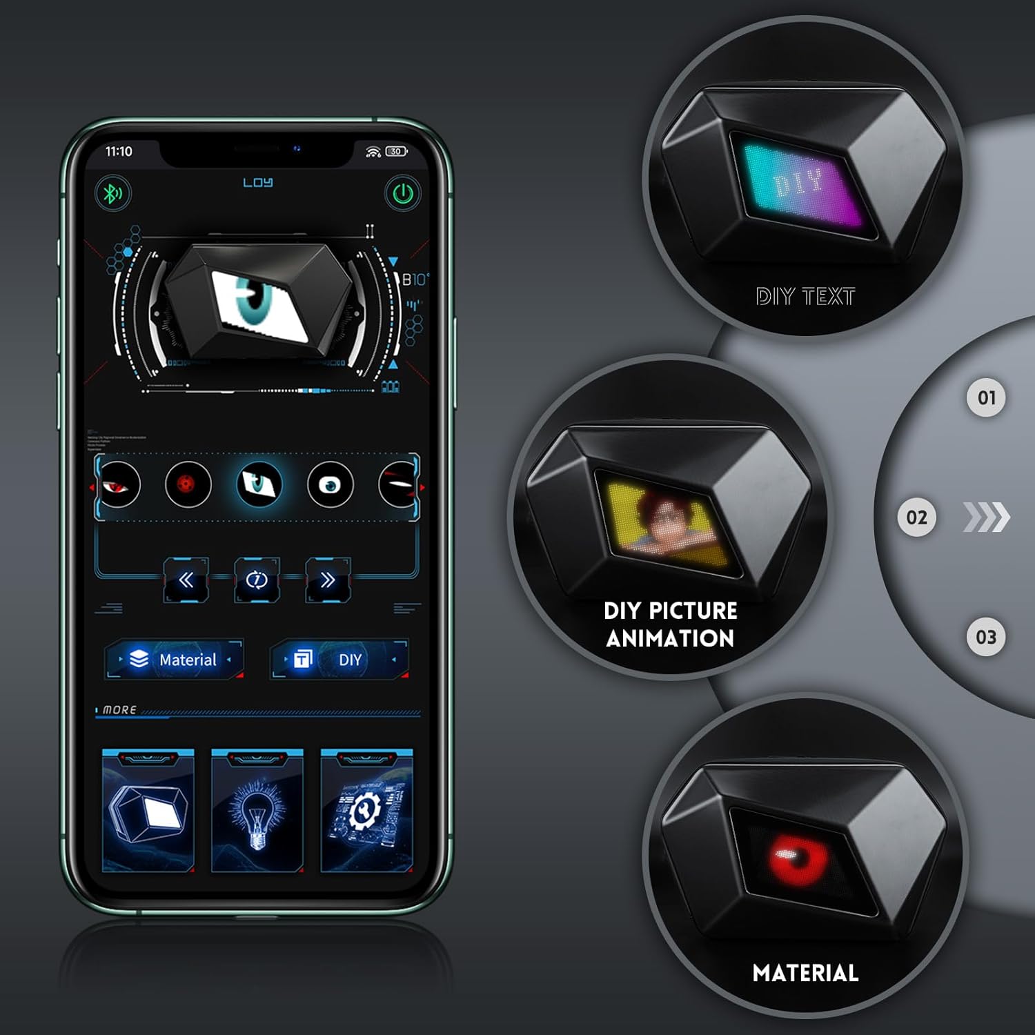 Gelrova Evil Eye LED Crossbody Bag, LED Display Sling Bag with Moving Eye Programmable Screen Hard Case - Image 3