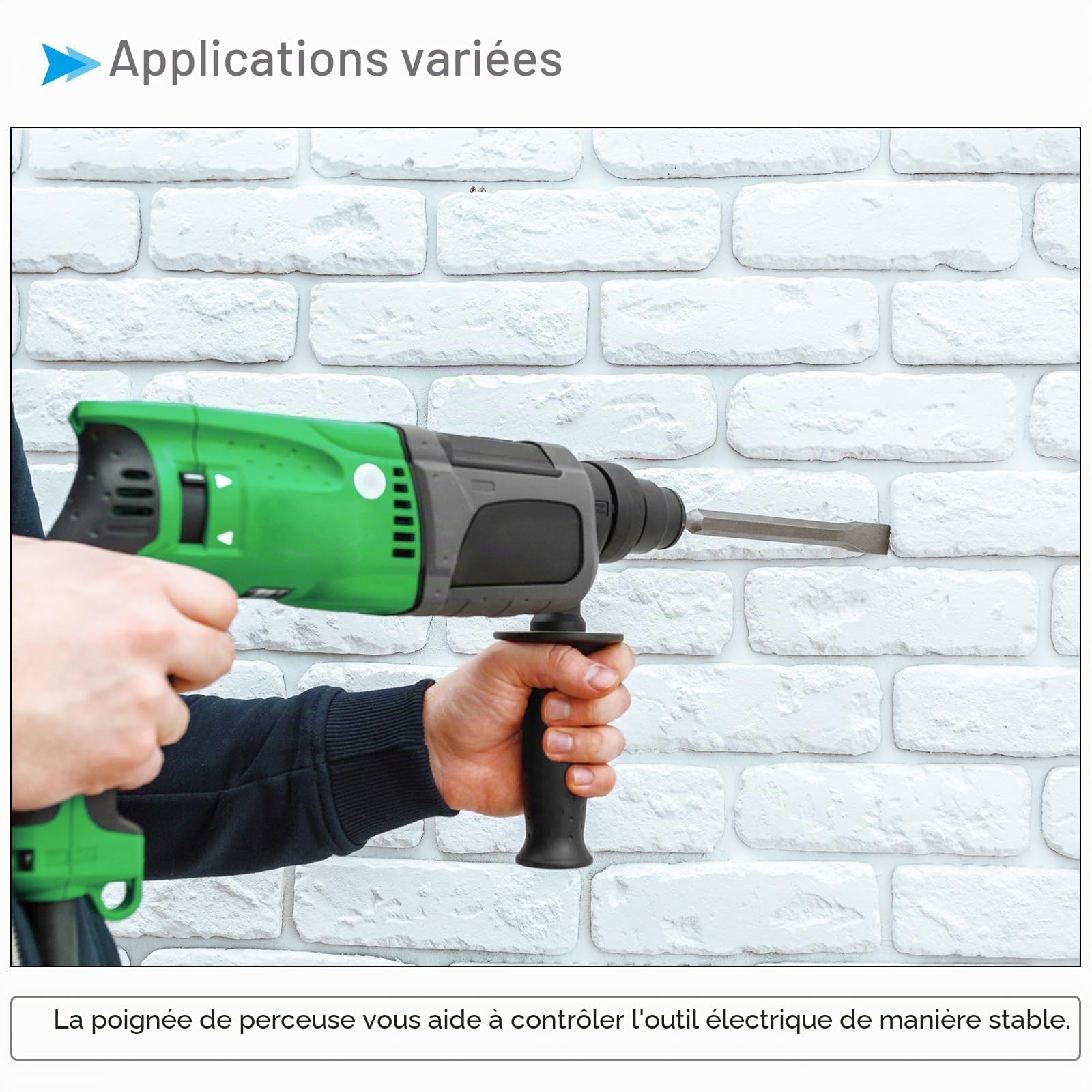 Poignée Auxiliaire Creuse pour Marteau Électrique, Poignée Latérale de Perceuse à Percussion de 60-65 mm - (Applications : pour 26 Marteaux Électriques)