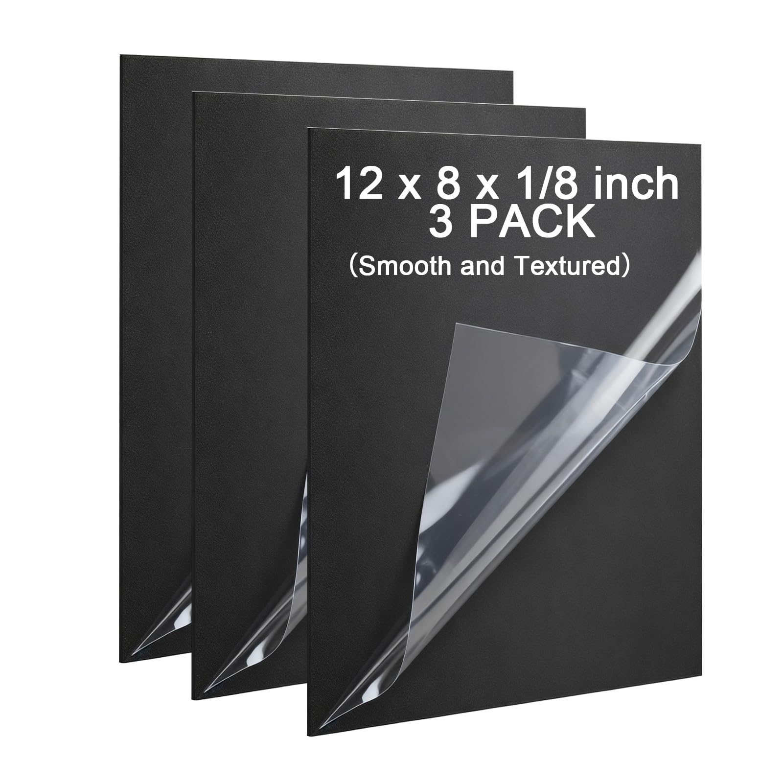 Black ABS Plastic Sheets - 3 Pack 1/8" Rigid Boards -14 Black ABS Plastic Sheets - 3 Pack 1/8" Rigid Boards -14