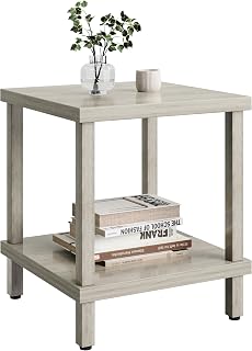 Large Oak Grey Two-Tier Side Table