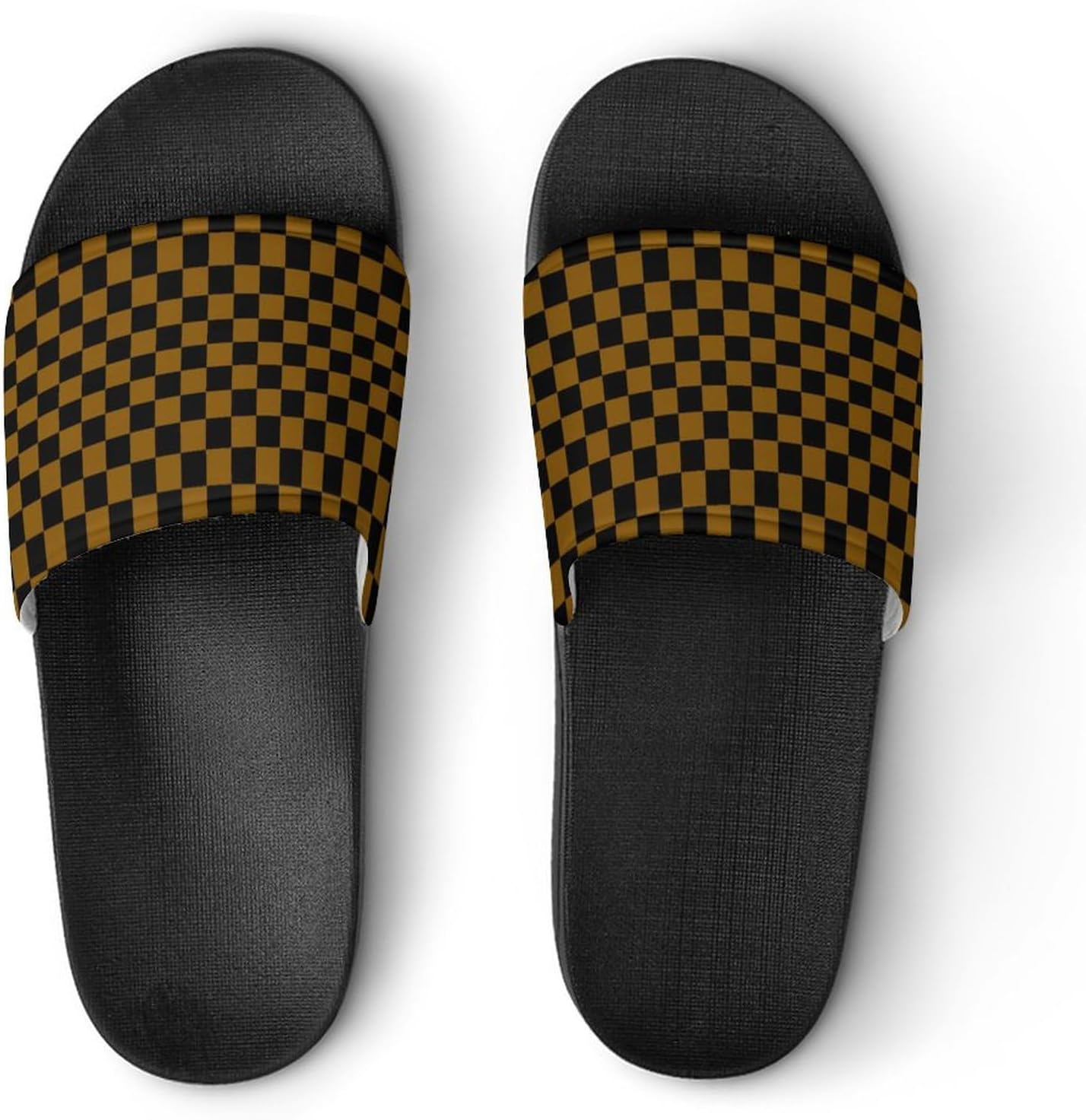 Yellow White Checkered Chessboard Flag PVC House Slippers for Men Women Non Slip Outdoor Sandals Home Shoes