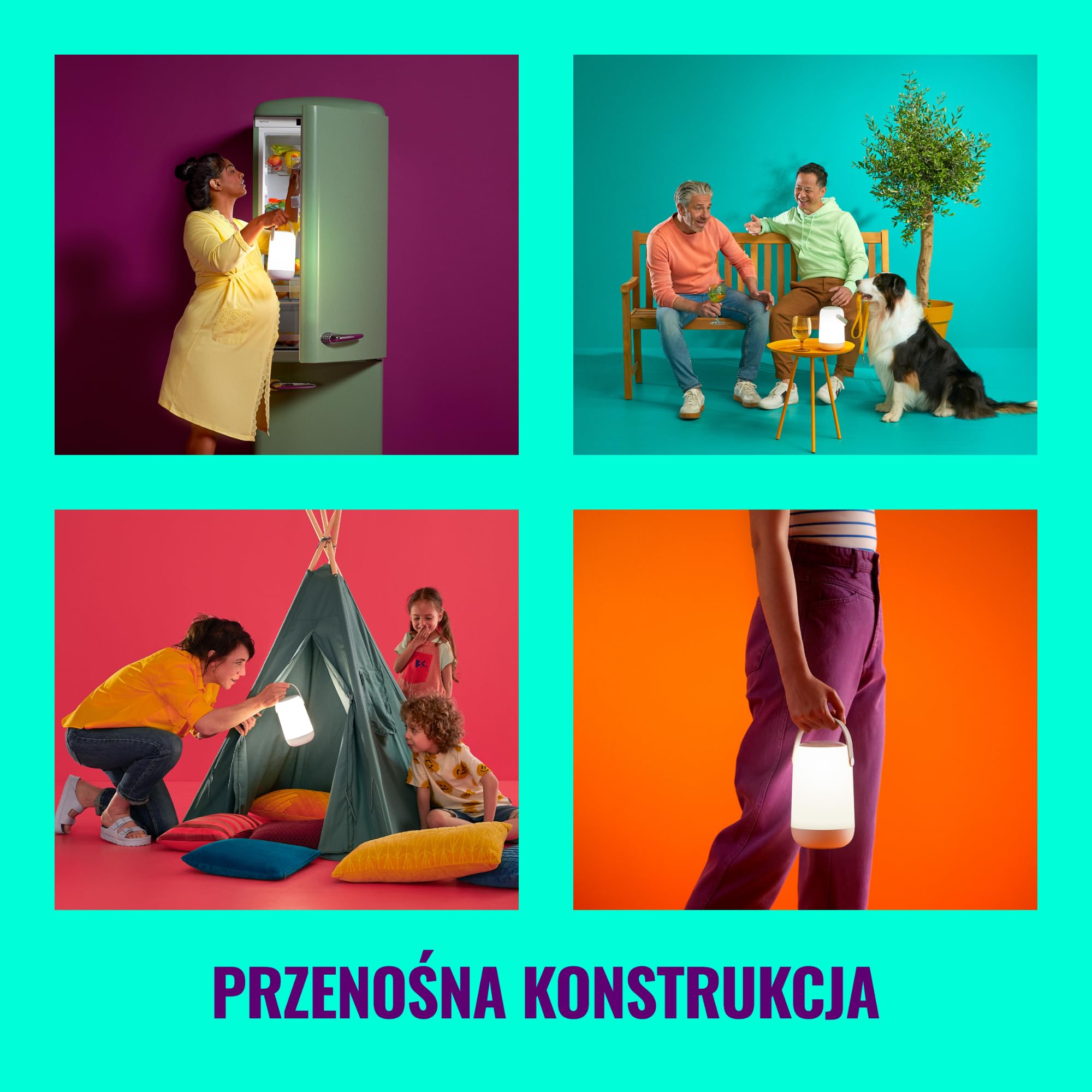 WiZ Inteligentna lampa stołowa True Portable, Wi-Fi, wiele odcieni bieli, szeroka paleta kolorów, sterowanie aplikacją i dotykowo