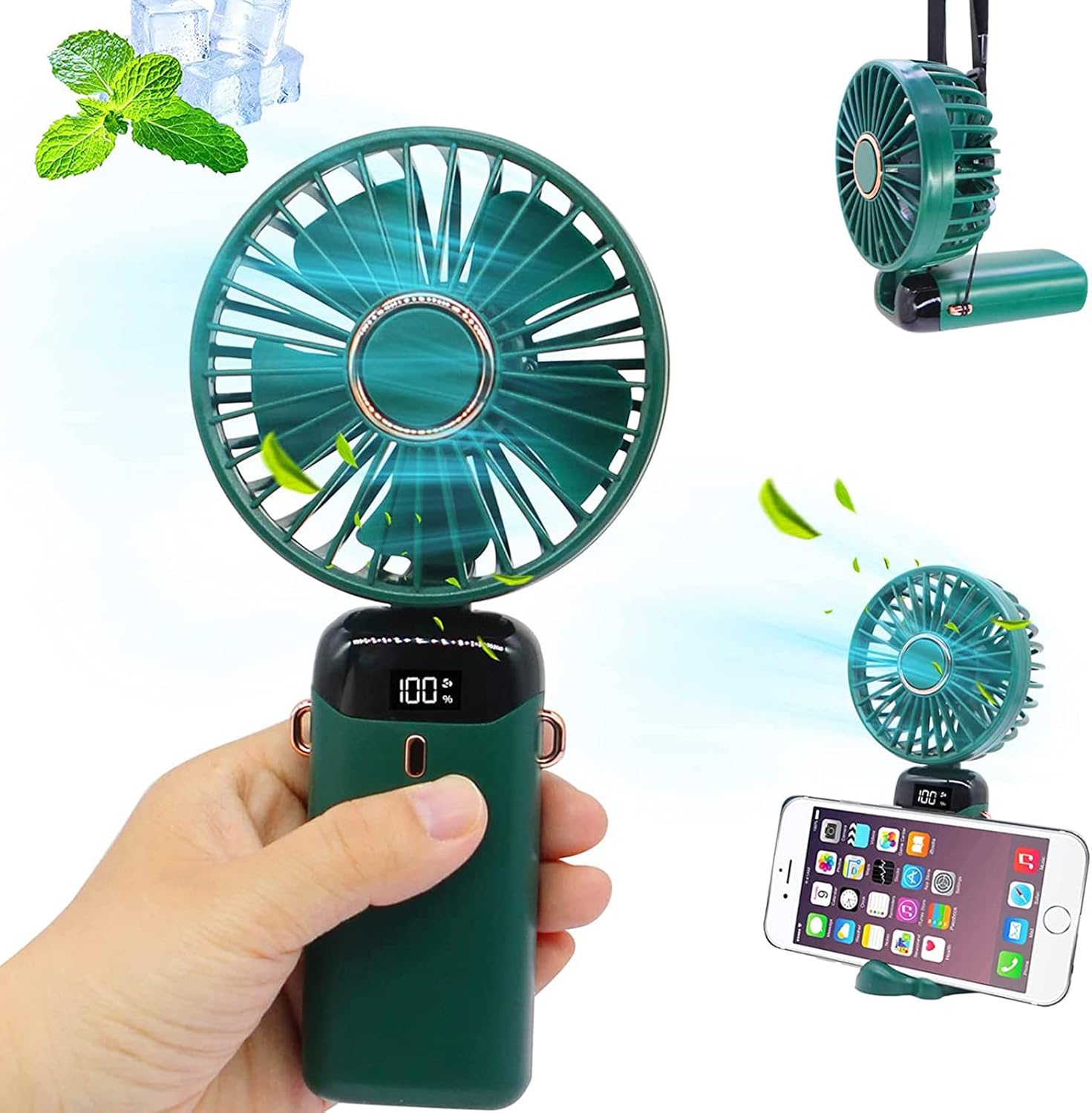 Handheld Portable Fan, Quiet Small Window Fan, 5000mAh USB