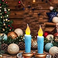 Vista 8 de LINCOUNTRY. Velas cónicas cortas de cera primitivas operadas con pilas con temporizador, velas cónicas sin llama con llama parpadeante, pequeñas