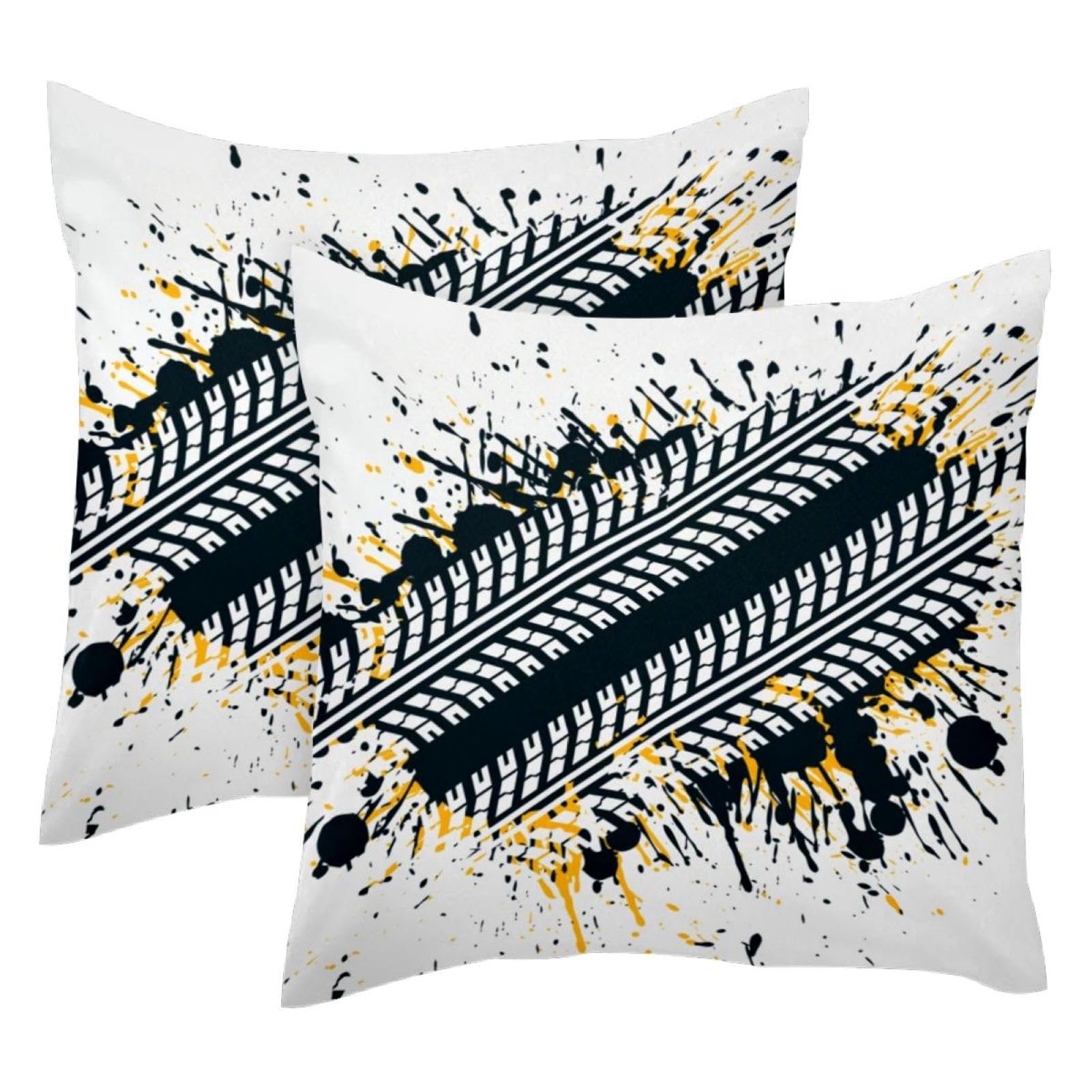 Housse de coussin salon motif pneu velours doux lot de 2 pour canapé