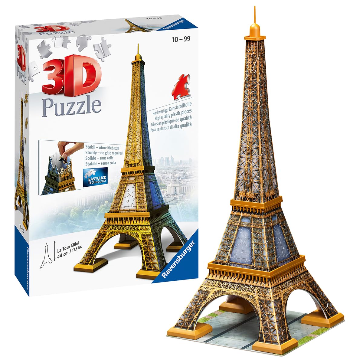 Ravensburger - 3D Puzzle Tour Eiffel, París, Serie Midi Monumentos, 216 Piezas, 10+ Años