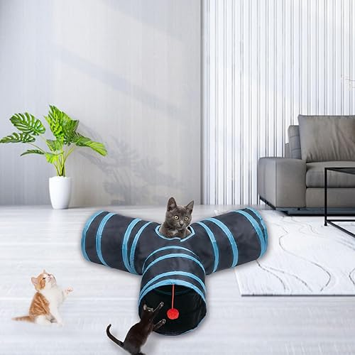 Miniatura 6 de Deofun Juguetes de tubo de túnel para gatos, túneles para gatos de interior, juguete interactivo plegable con bolas para conejos, gatitos, hurones,