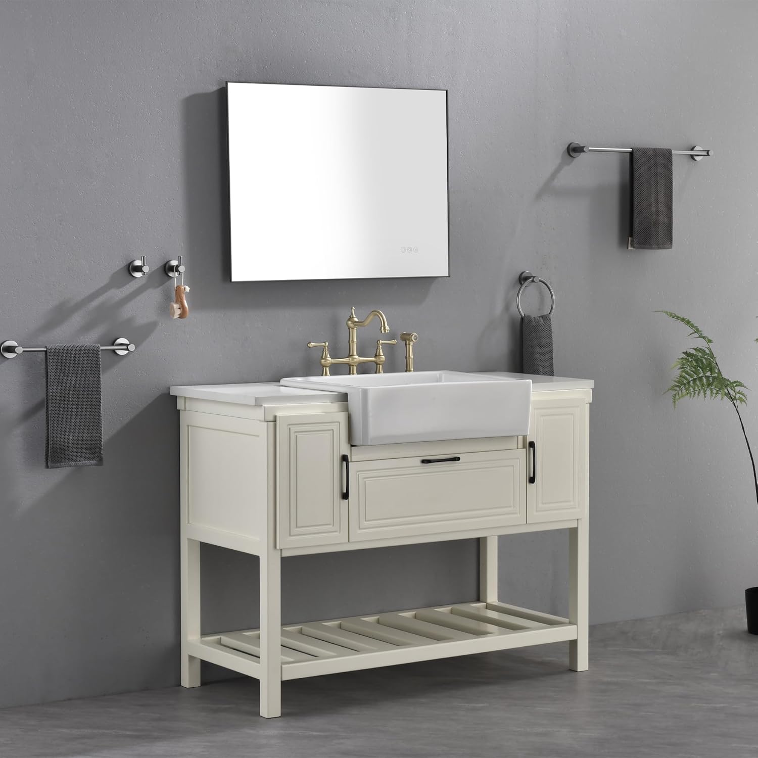 32x24 Inch LED Backlit Bathroom Mirror with Metal Frame, Wall Mounted Vanity Mirror with Touch Control, Anti-Fog, 3 Color Lighting, Dimmable Options for Modern Bathroom Decor