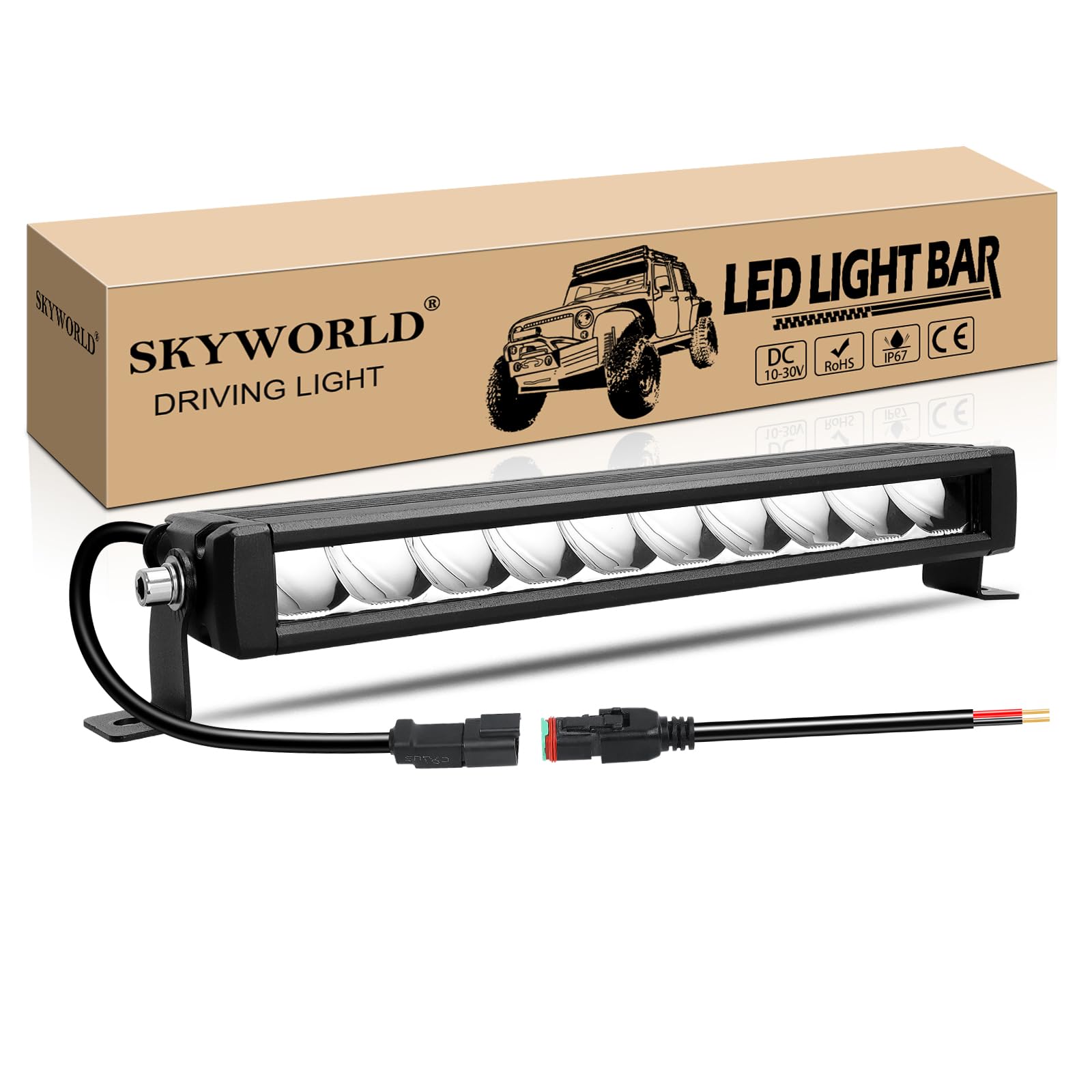 SKYWORLD Slim Barre Led 12 Pouces 30 cm 30W Spot Feux Antibrouillard