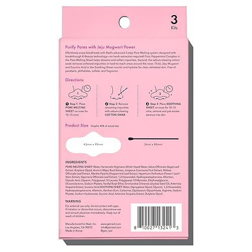 Miniatura 2 de Rael Miracle Patch - Paquete de fusión - Control de puntos negros kit de 3 pasos hojas derretidas y calmantes para nariz hisopos de algodón que