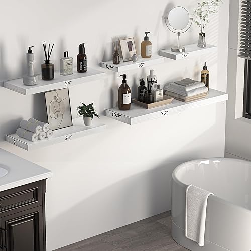 Miniatura 7 de Estantes flotantes Estante de pared de 10.3 pulgadas de profundidad para decoración y almacenamiento Estantería de exhibición montada en la pared