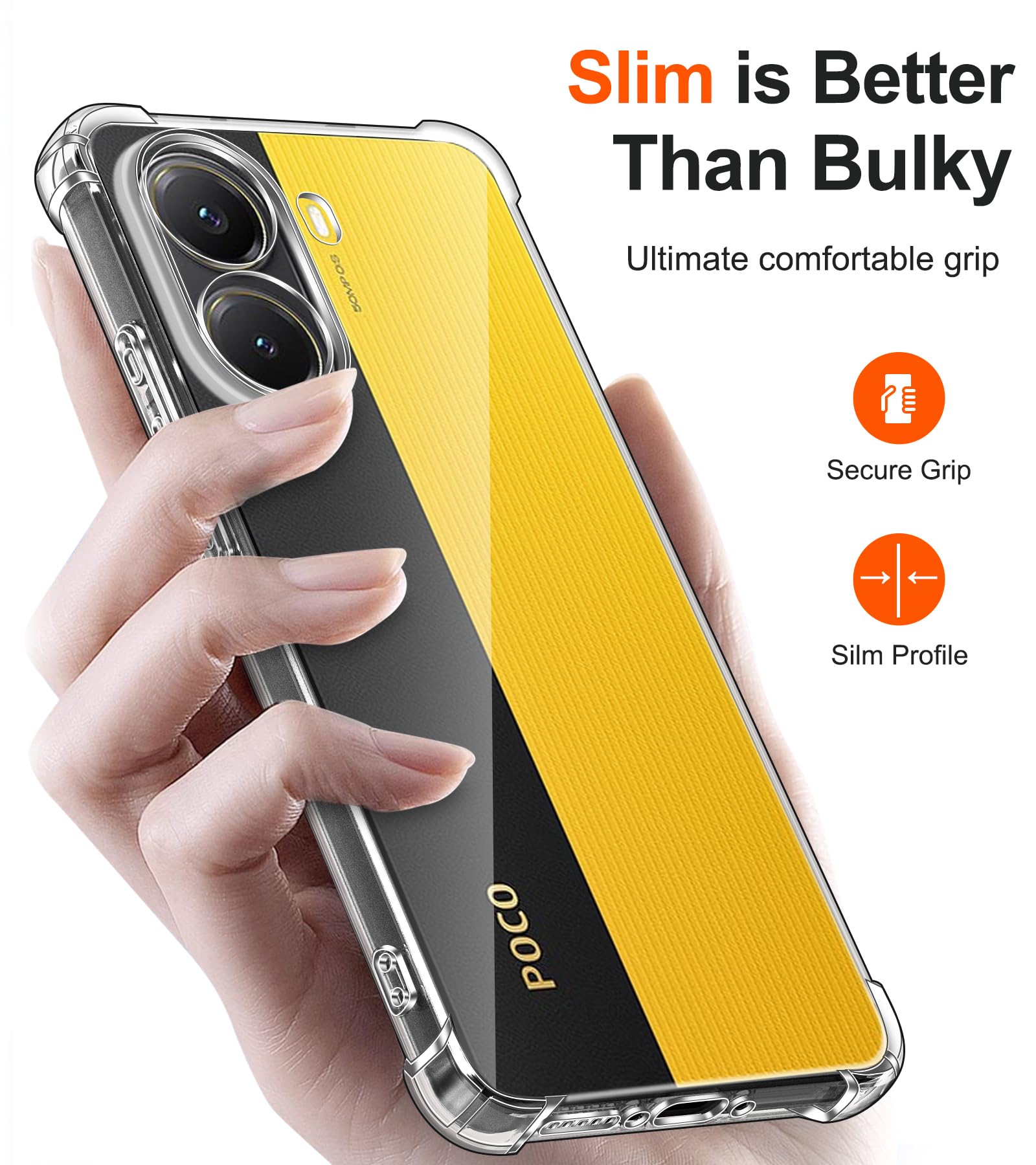 ivoler Przezroczyste etui 3 w 1 do Xiaomi Poco X7 Pro 5G, 1 etui na telefon komórkowy z 2 sztukami pancernego szkła ochronnego, przezroczyste, odporne na uderzenia, cienkie, miękkie silikonowe etui