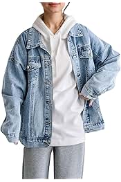 Oversized Denim Jacket Women Boyfriend Jean Jacket Trendy Loose Shacket Fall Trucker Coats