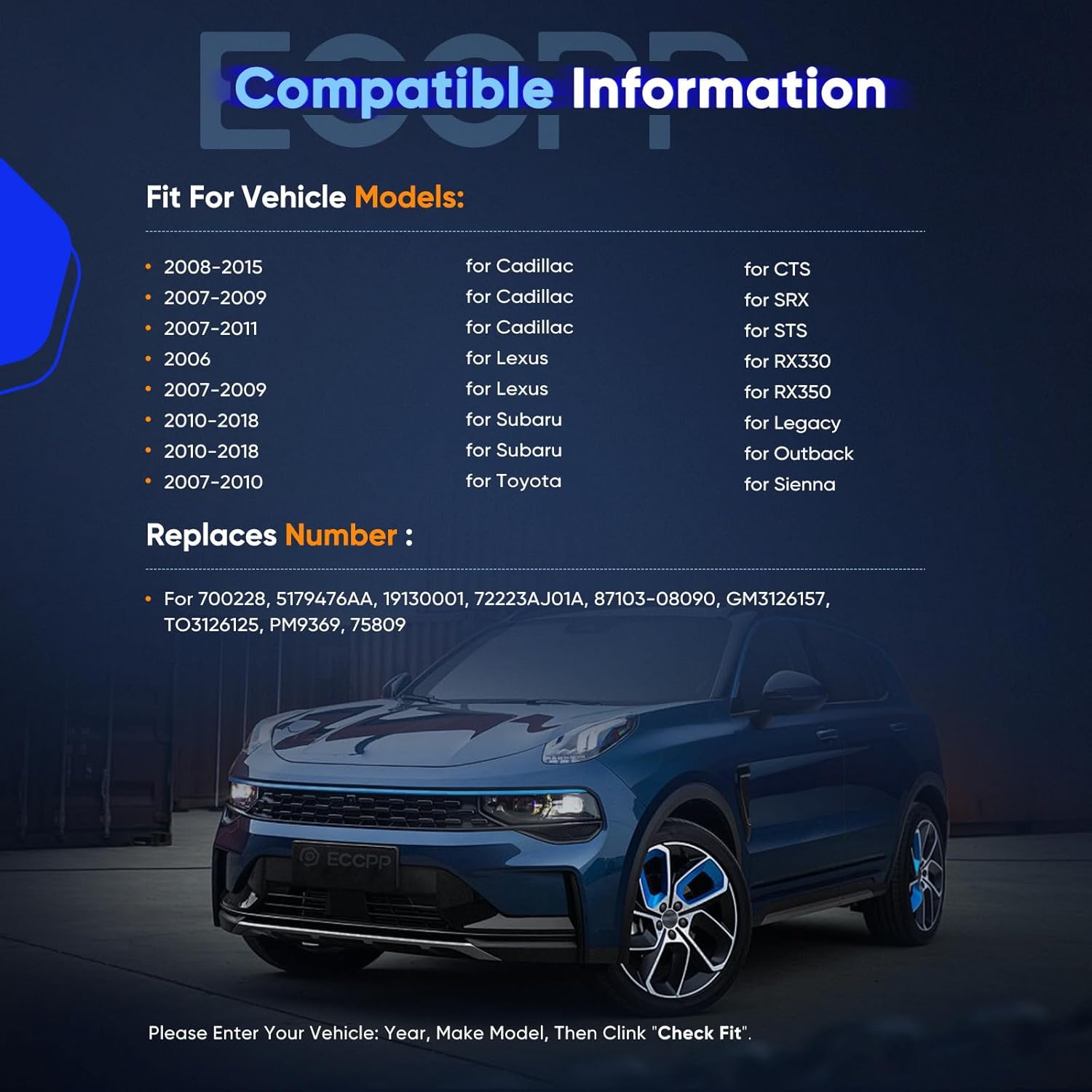 ECCPP Blower Motor Fit for 2010-2018 Subaru Outback/Subaru Legacy, 2008-2015 Cadillac CTS, 2007-2011 Cadillac STS, 07-2010 Toyota Sienna, 2007 2008 2009 Lexus RX350/Cadillac SRX, 2006 Lexus RX330 HVAC