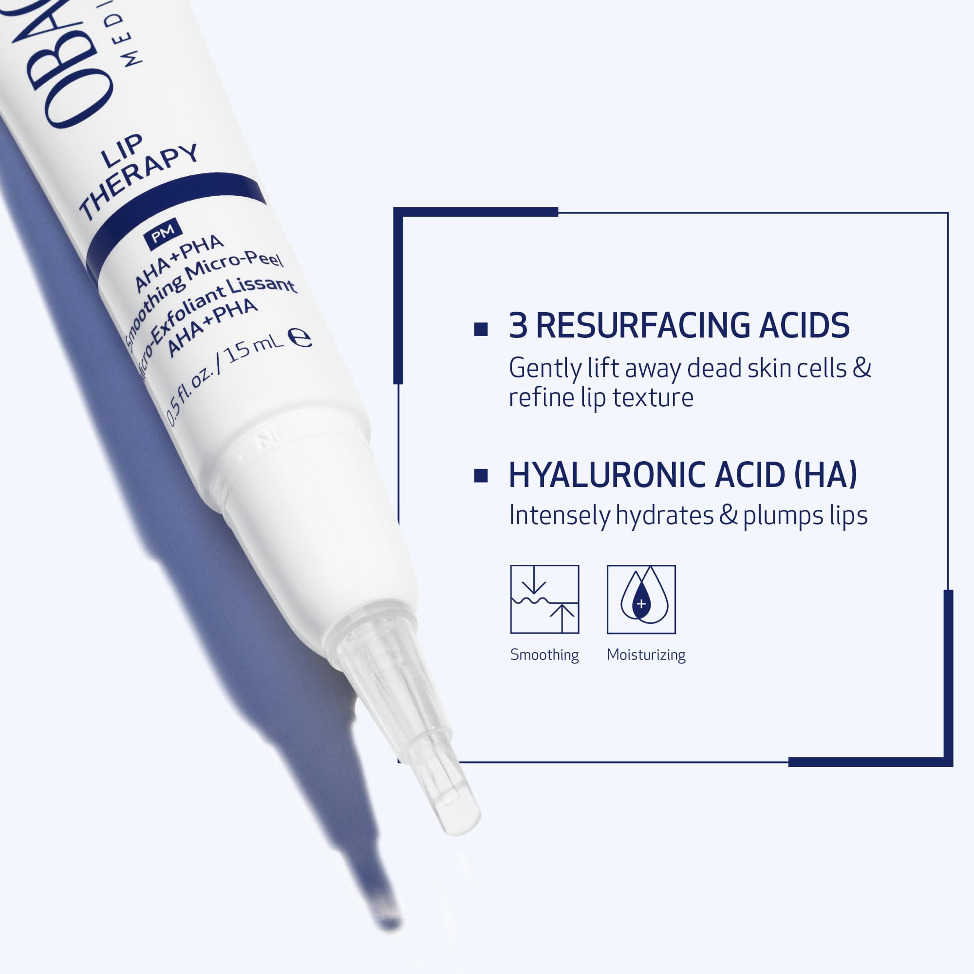 Obagi Lip Therapy AHA+PHA Smoothing Micro-Peel with Hyaluronic Acid – Overnight Mask Treatment Exfoliates, Plumps & Moisturizes Dry Lips for a Fuller, Smoother, More Youthful Appearance – .5 oz