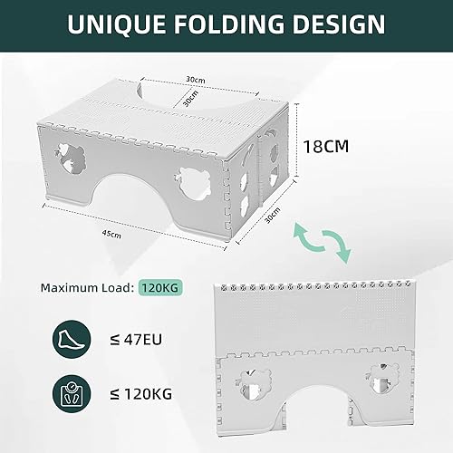 Miniatura 5 de Taburete de inodoro plegable, taburete de baño saludable de 7 pulgadas con pies antideslizantes, un buen ayudante para aliviar eficazmente el