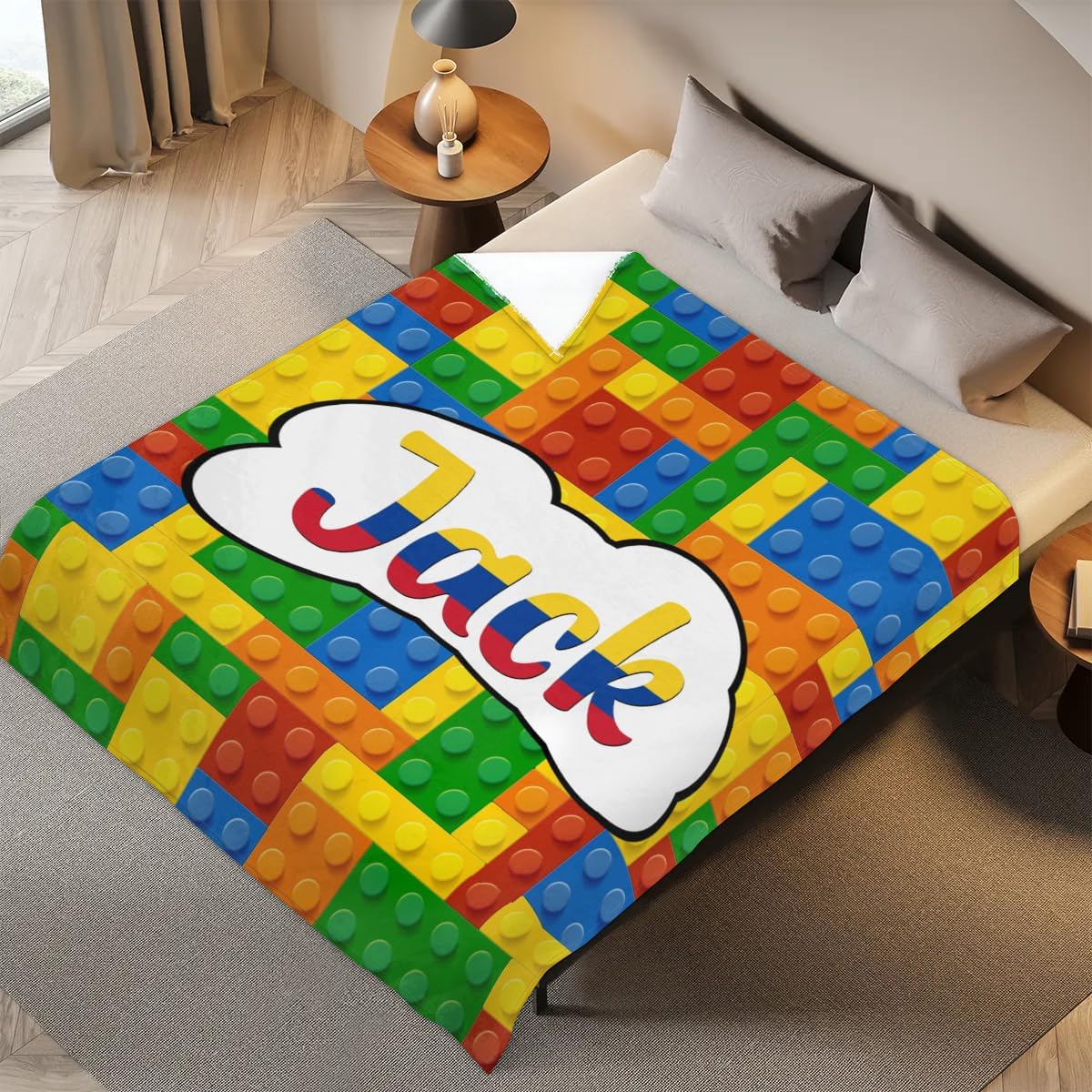 Personalized Blankets with Name Customized Kids Blankets for Girls Boys Adults Throw Blankets for Bedroom Decor Christmas Birthday Gift(30"×40" Colorful Building Blocks) - Image 7