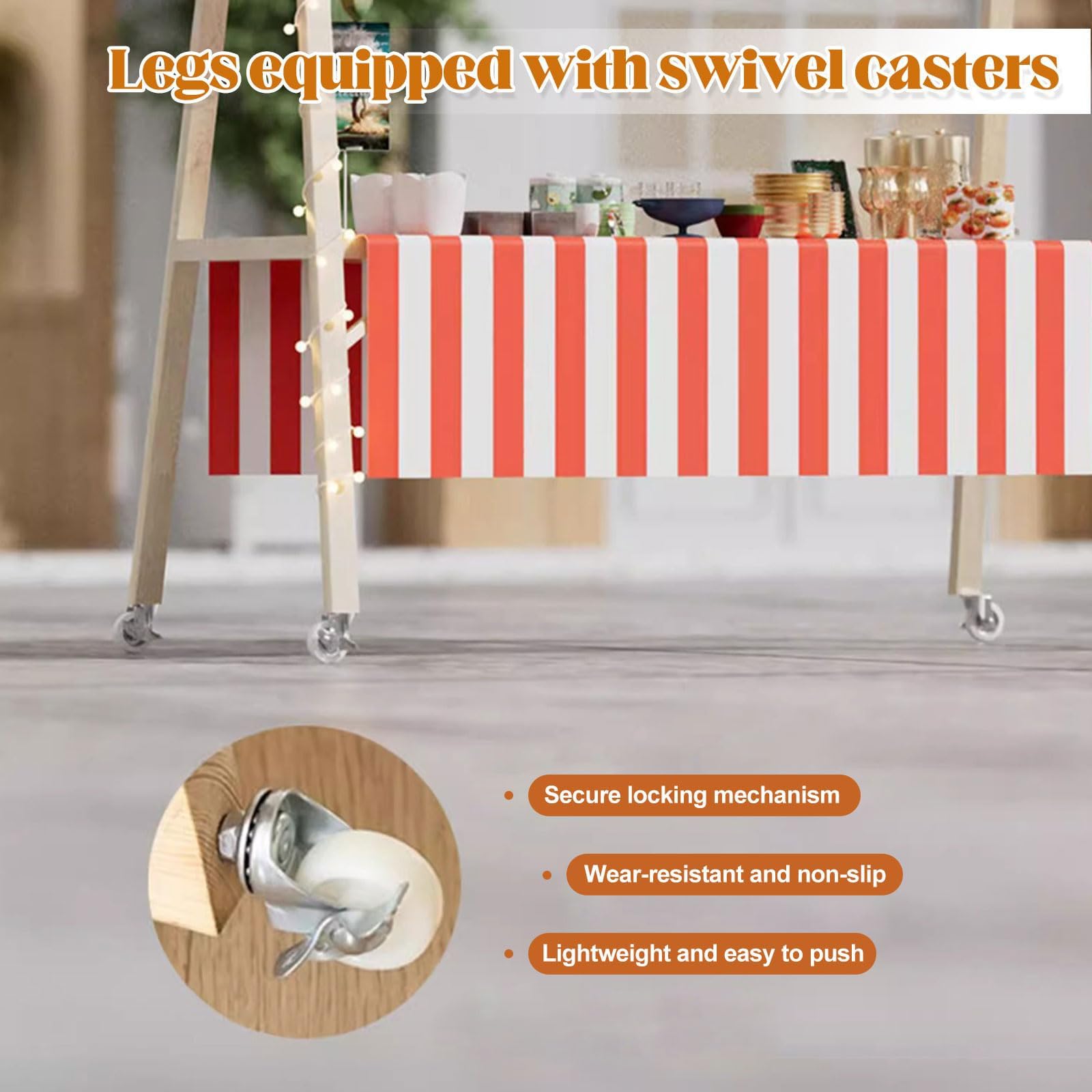 Puesto de Venta Ambulante Plegable con Estructura de Madera Maciza, Capacidad de Carga de 100 kg, toldo Impermeable, fácil Montaje y Carrito portátil para Venta en mercados agrícolas (Blanco