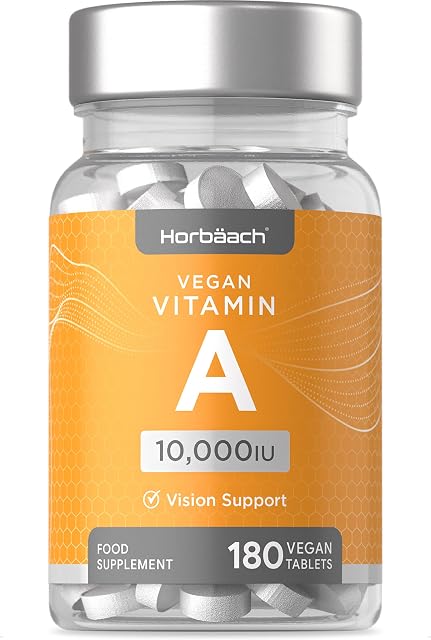 Vitamin A Tablets High Strength - 10,000IU | Vegan Supplement - 180 Count | by Horbaach