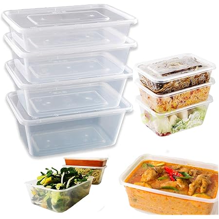 HK Online 5 X BPA Free Plastic Takeaway CONTAINERS & Lids -PK5 To PK 200 Meal Prep Boxes, Home, Pub, Catering Kitchens, 500ml, 650ml, Reuseable