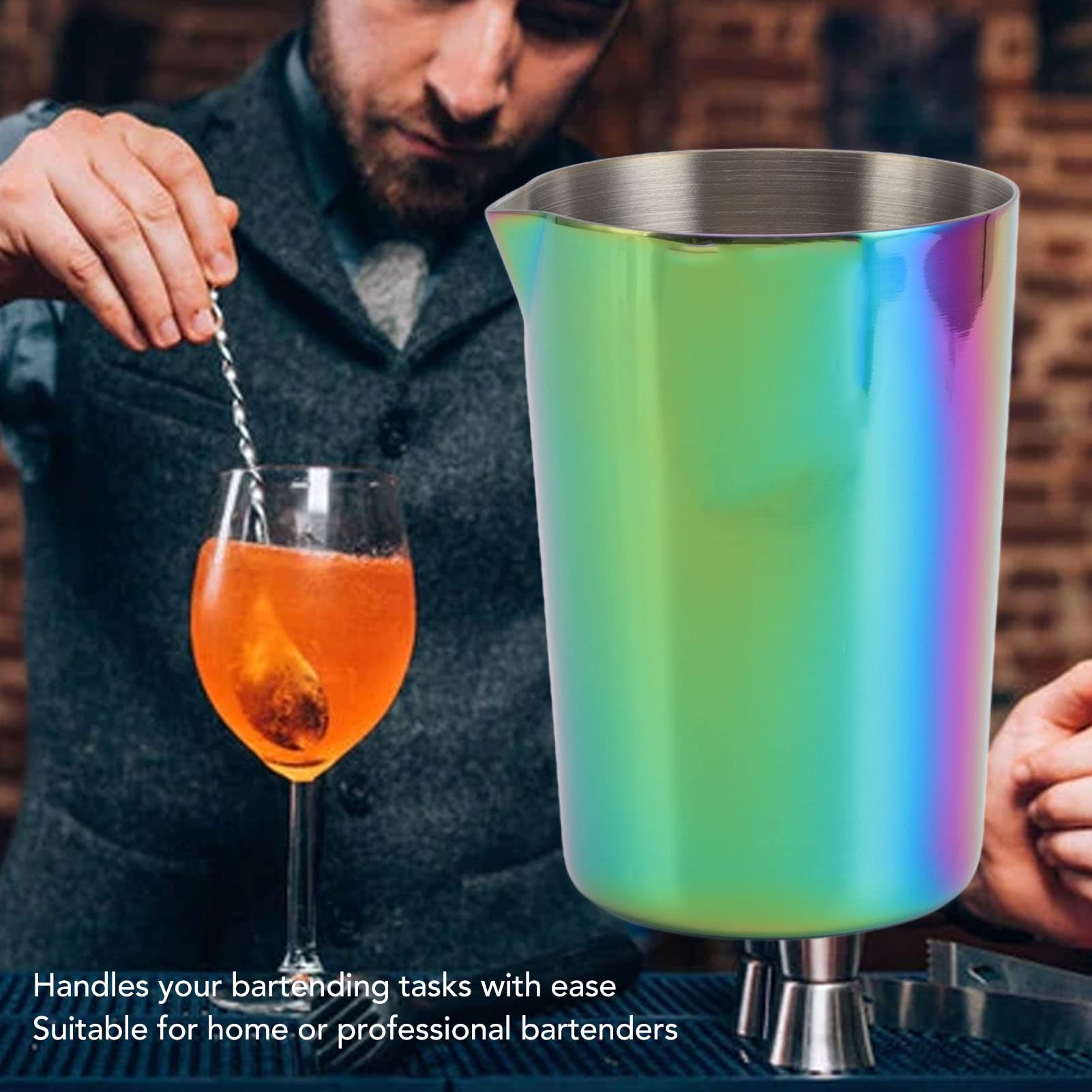 Tasse à vin Verre à cocktail Polyvalente en acier inoxydable 304 Tasse à cocktail Boire du vin en remuant Tasse de mélange 500ML pour Bar Fête Barman Outil(mèche