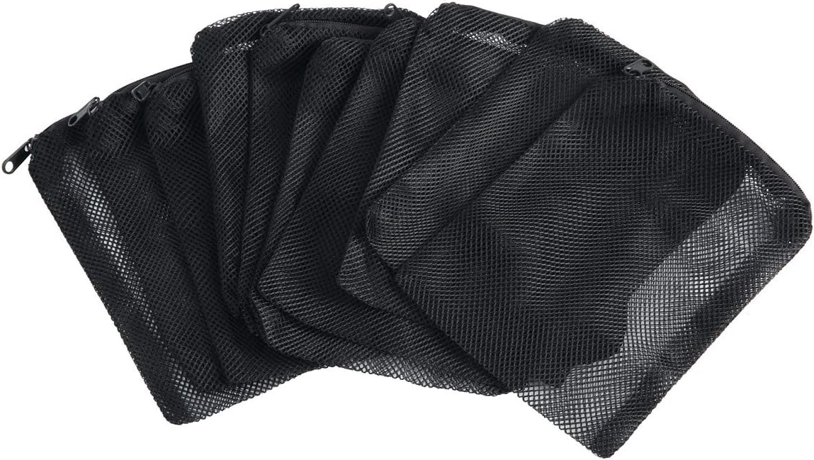 SLSON 12 Pcs Aquarium Filter Bag Nylon Media Mesh Bags Reusable Net Bags with Plastic Zipper for Fish Tank Bio Balls, Pelletized Carbon and Ceramic Rings,Black