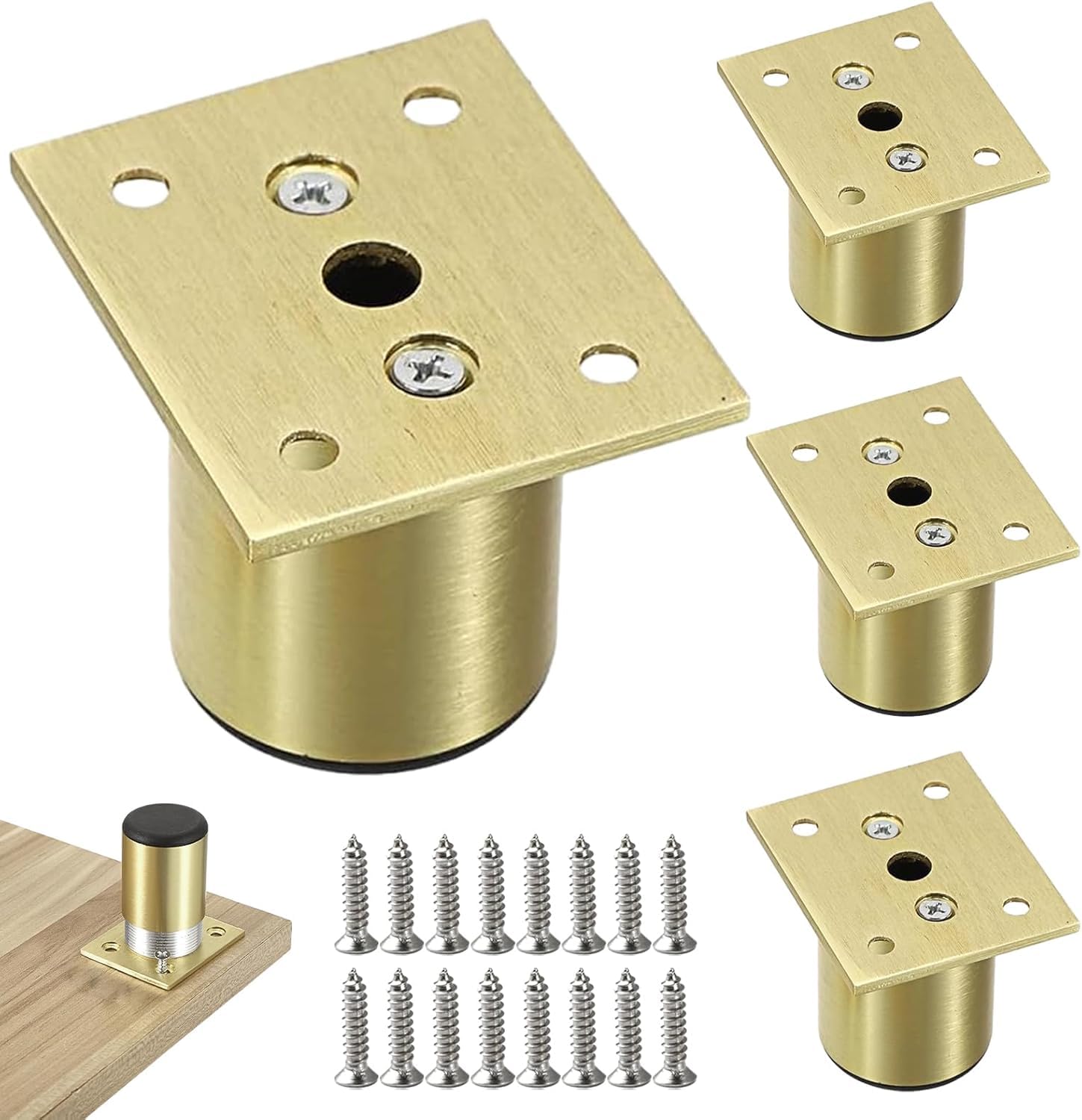 Ragyzity 4 Pcs Gold Adjustable Legs, 2"/5cm Cabinet 0-10mm Adjustable Feet, Aluminum Alloy Furniture Legs for Kitchen Cupboard Sofa Beds and DIY Furniture