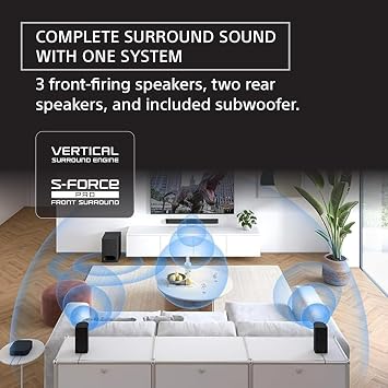 Sony HTS60 BRAVIA Theatre System 6 5.1-Channel Home Theater, Black, Bundle with 2X Universal Soundbar Mount