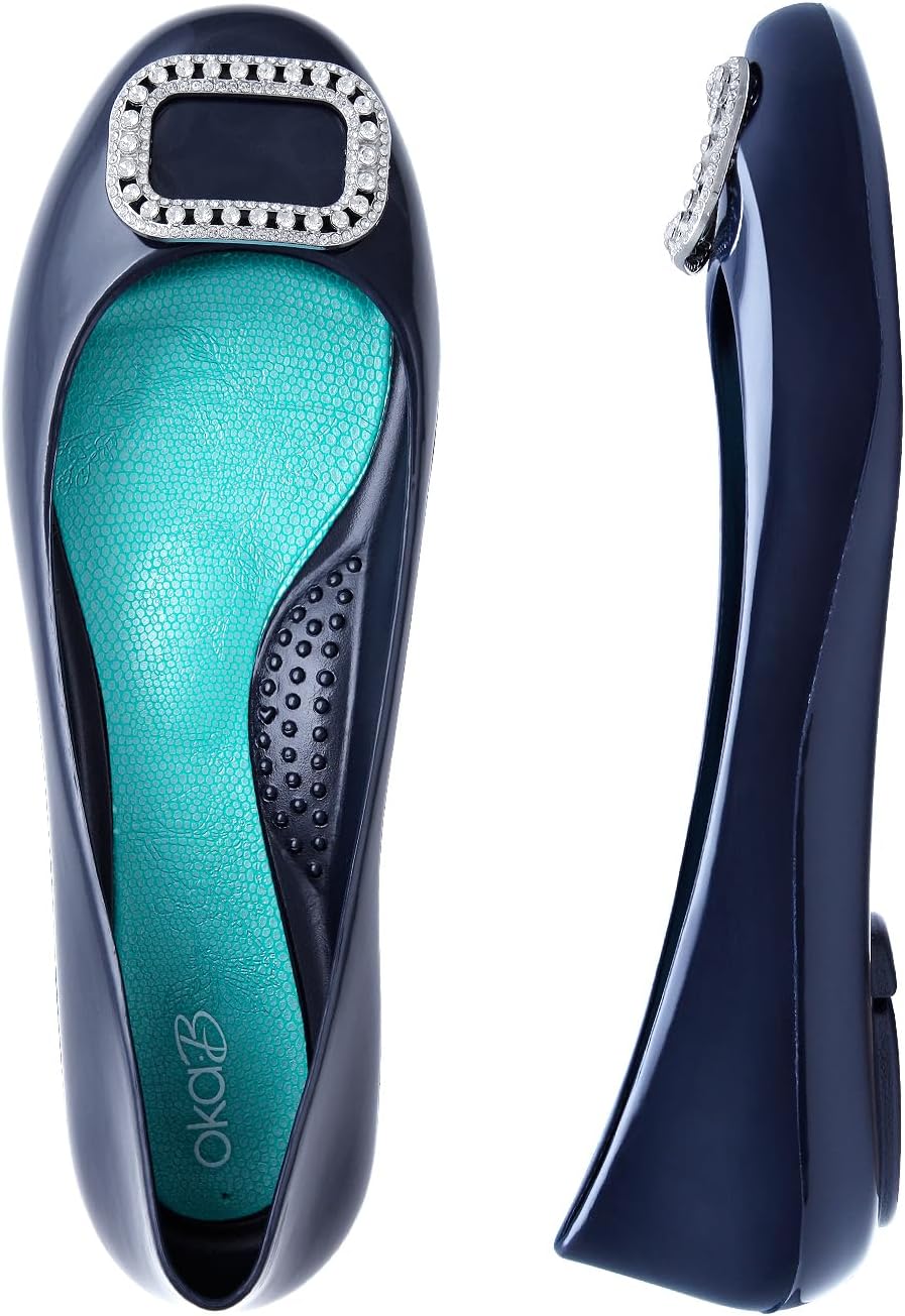 Oka-B Women's Taylor Elizabeth Flats,Sapphire with Crystal Brooch Charm, Size 11 M