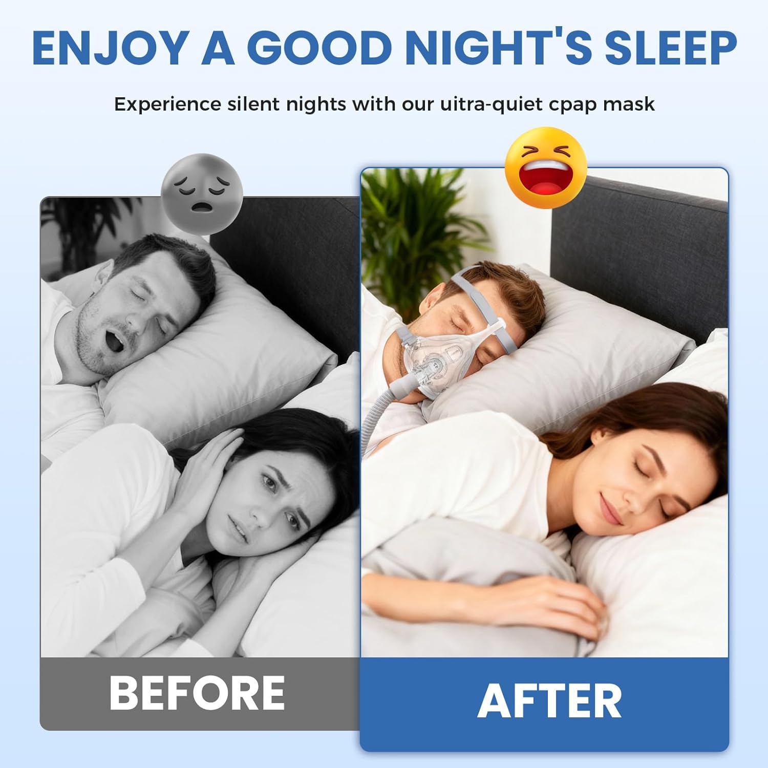 TMS Comfort Series Nasal CPAP MASK, Full Face CPAP Mask with Headgear, Anti-Leak Design for Mouth Breathers, Comfort Fit Frame with Advanced Silicone Cushion, Great-Value CPAP Supplies