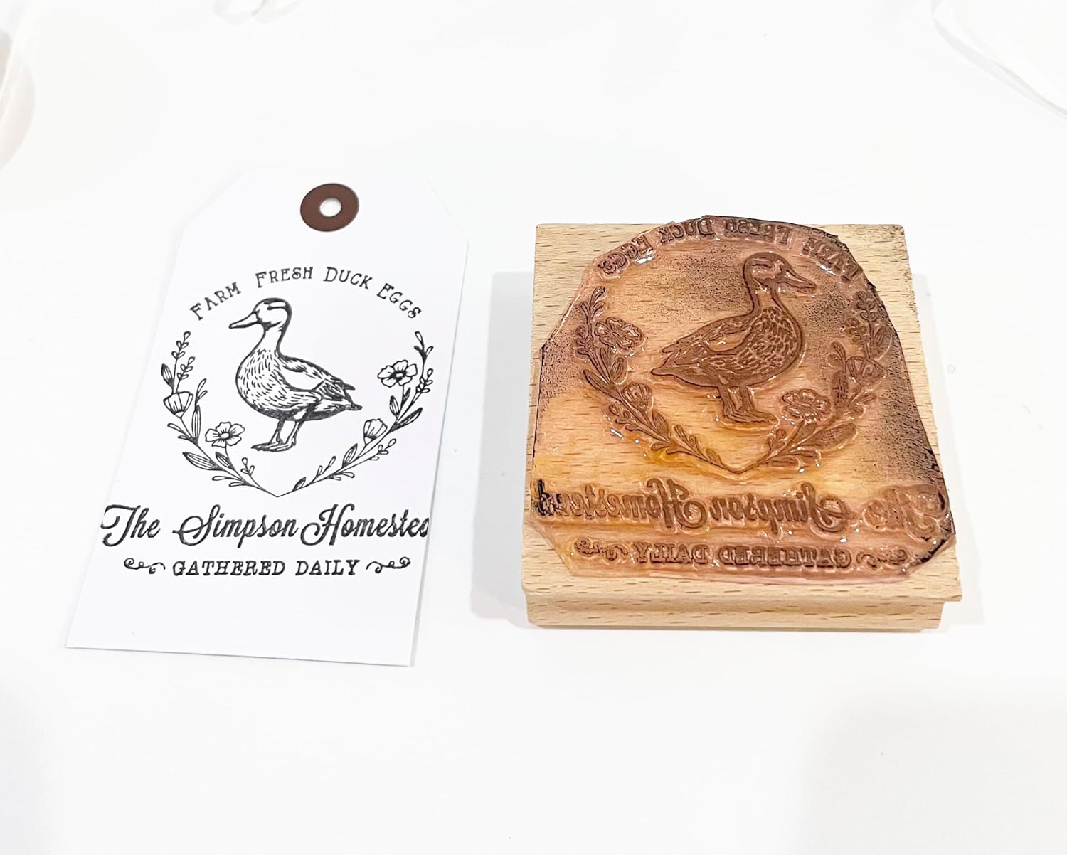 Personalized Farm Fresh Eggs Ranch Carton Stamps Duck Eggs Gathered Daily Stamper Wooden Rubber Stamp (3x3 inches)