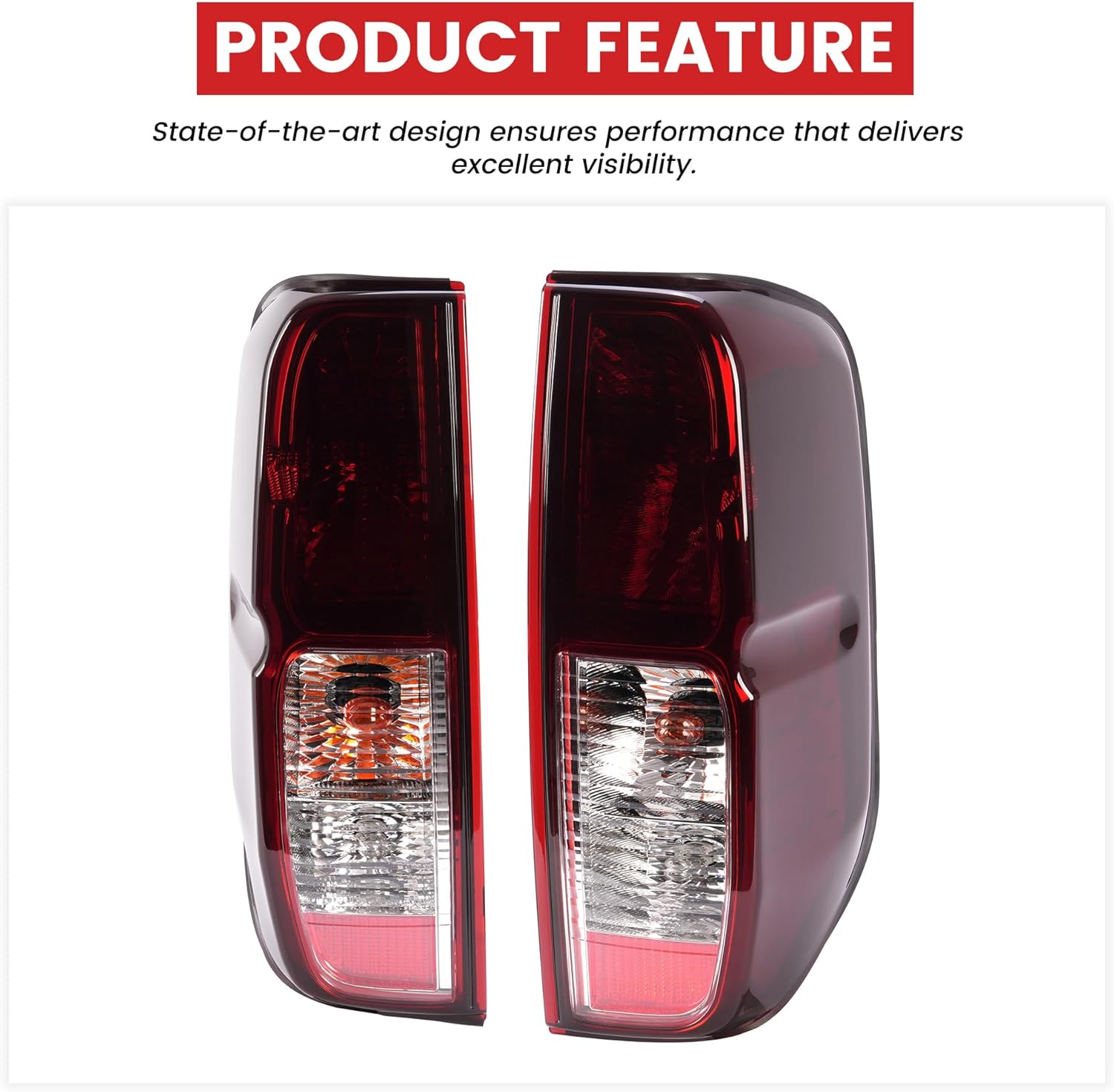HECASA Pair Tail Light Compatible with 2005-2021 Nissan Frontier & 2009-2012 Suzuki Equator Replacement for NI2800206 NI2800170 NI2801206 NI2801170 Brake Lamp w/Bulb Smoke Lens Driver&Passenger Side