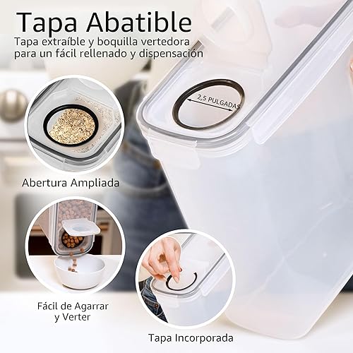 Miniatura 9 de Shazo Paquete de 2 recipientes herméticos extra grandes para almacenamiento de alimentos a granel sin BPA, organización de despensa y recipiente