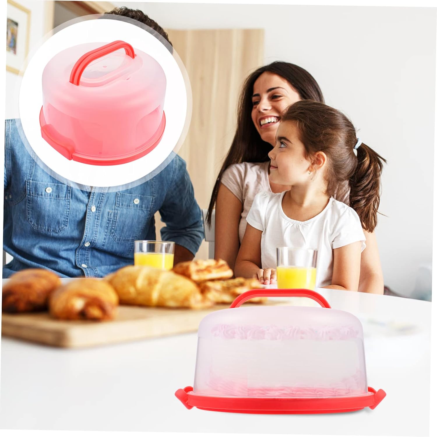 Garneck Reusable Thickened Plastic Cake Box Lid Portable and Lightweight Cake Carrier for Cupcakes Pastries and Party Storage Orange for Outdoor and Gift Use