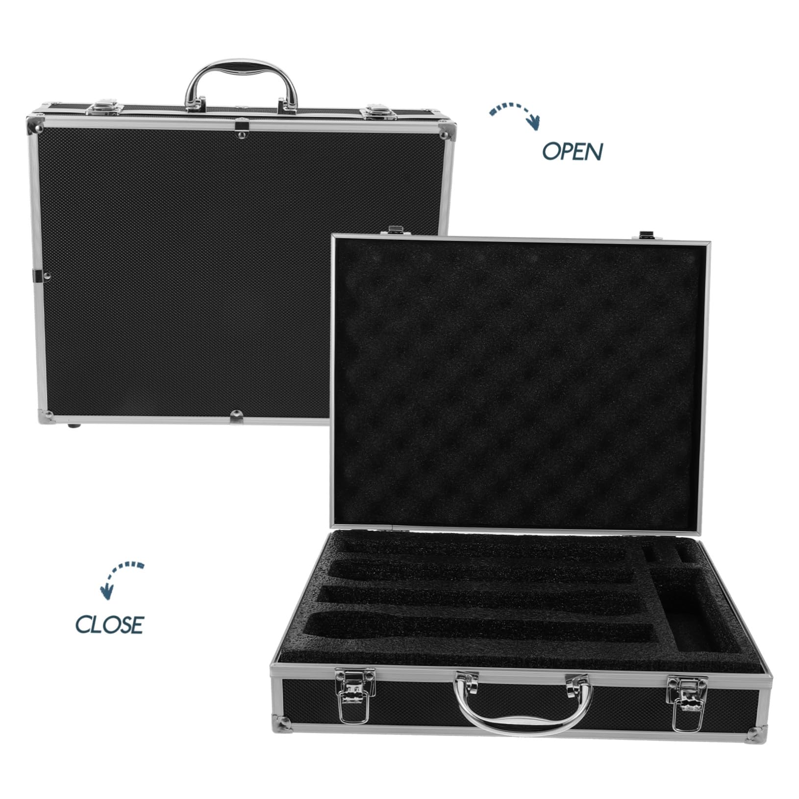 Custodia Rigida Protezione Antiurto in Lega di Alluminio e Schiuma con Maniglia per Microfono Portatile Organizer per 4 Microfoni Cordless per Viaggi