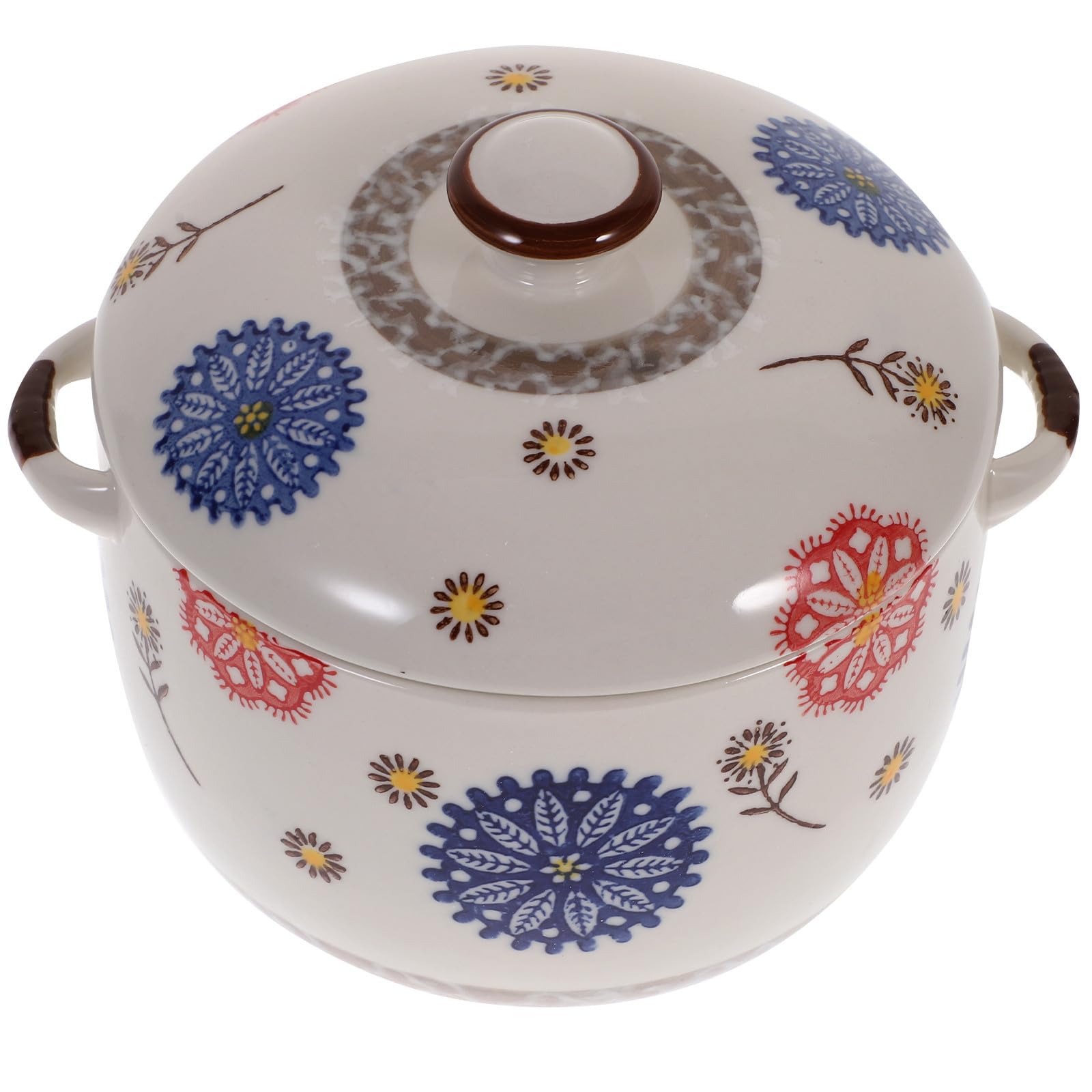 Uonlytech Tazón de Cerámica Japonés para Sopa con Tapa, Capacidad 1000ml, Superficie Lisa Rebabas, Adecuado para Decoración y Uso en Festivales