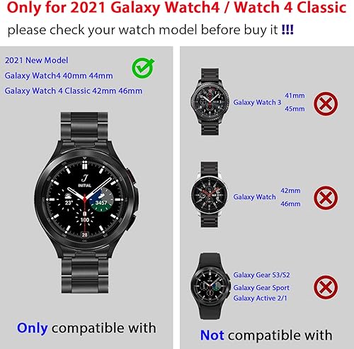 Miniatura 3 de Compatible con Samsung Galaxy Watch 4 Classic de 1.81 pulgadas, 1.65 pulgadas, Galaxy Watch 4 de 1.73 y 1.57 pulgadas, correa de repuesto de metal