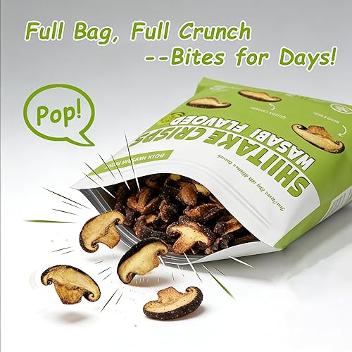 Miniatura 4 de VIGOROUS MOUNTAINS Wasabi Shiitake Mushroom Snack Chips, 6 oz Crunchy Veggie Crisps, Non-GMO, Low-Fat High Fiber, Vegetarian-Friendly Ideal for