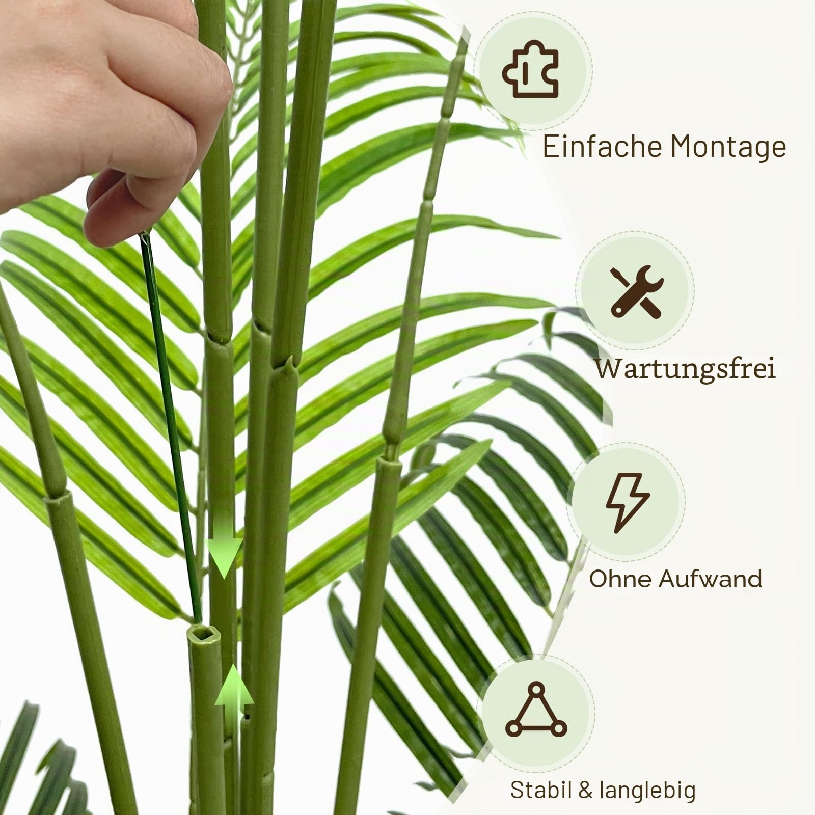 Künstliche Pflanzen groß 120cm Kunstpflanze im Topf Plastik Künstliche Palme wie echt Fake Pflanzen deko für Wohnzimmer Balkon Schlafzimmer Büro Perfektes Einweihungsgeschenk (1 Pack)