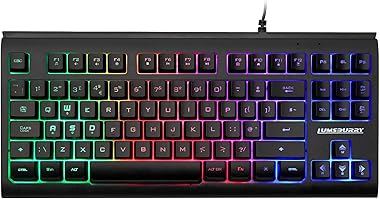 Lumsburry Rainbow LED Backlit 88 Keys Gaming Keyboard(UK Layout), Compact Keyboard with 12 Multimedia Shortcut KeysUSB Wired 