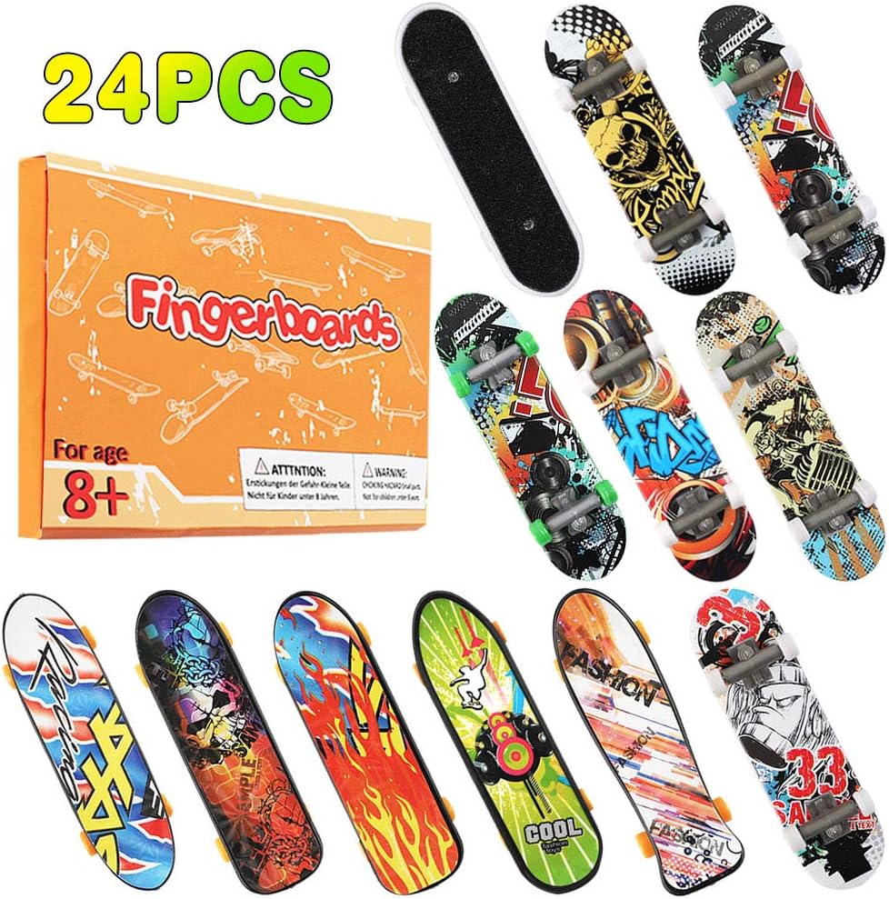 24pcs Mini Finger Skateboards Fingerboards in 4 Styles with Random Pattern