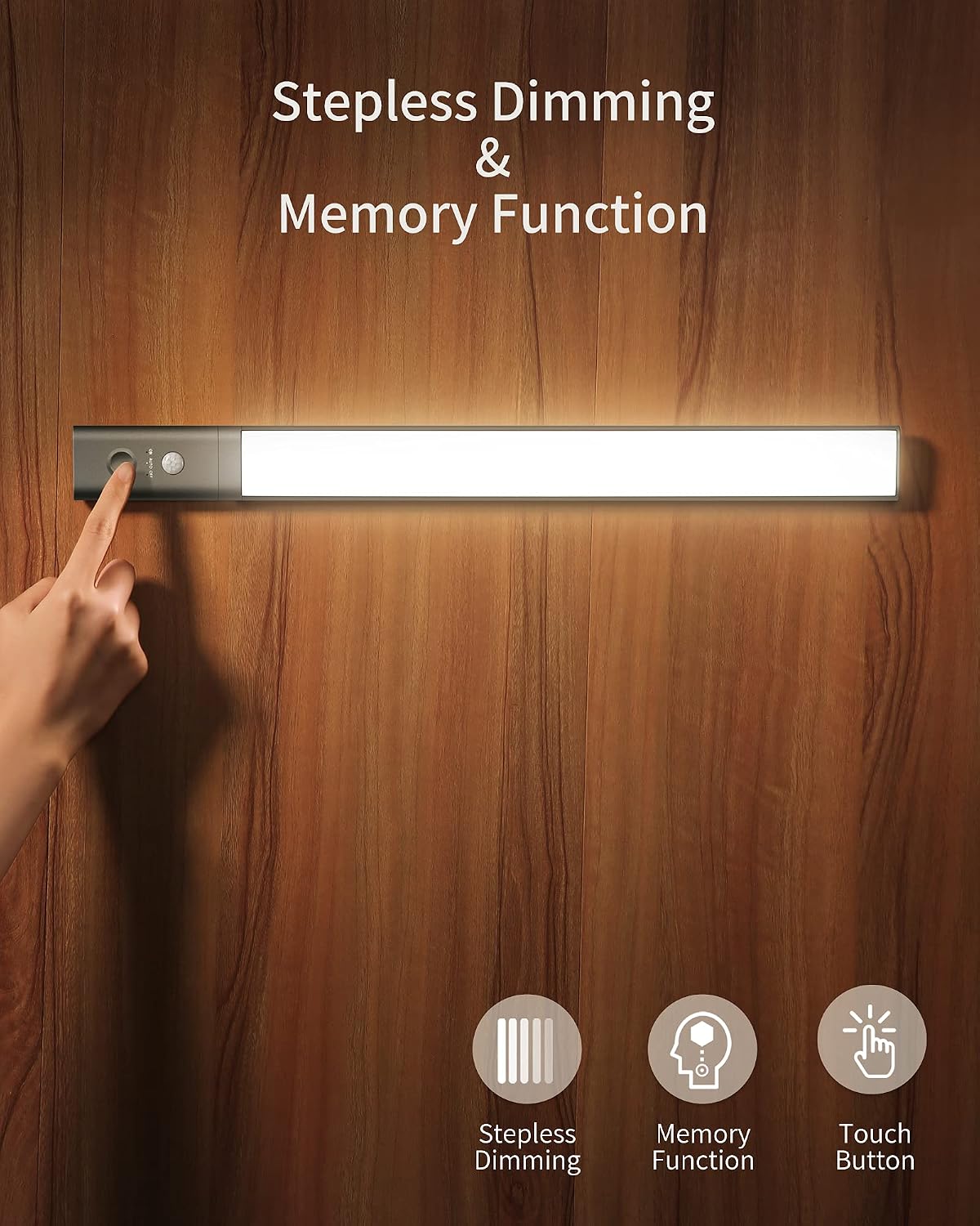 LED Closet Light, Upgraded 128 LED Motion Sensor Under Cabinet Lighting, Wireless Rechargeable Battery Powered 1600mAh LED Cabinet Light Dimmable Night Light for Cabinet, Wardrobe, Kitchen, Hallway